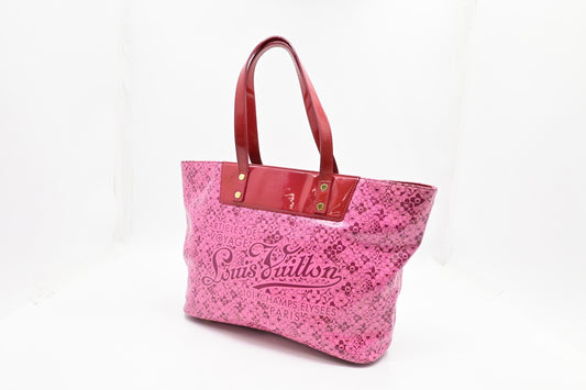 Louis Vuitton x Takashi Murakami Cosmic Blossom Tote in Pink Vinyl