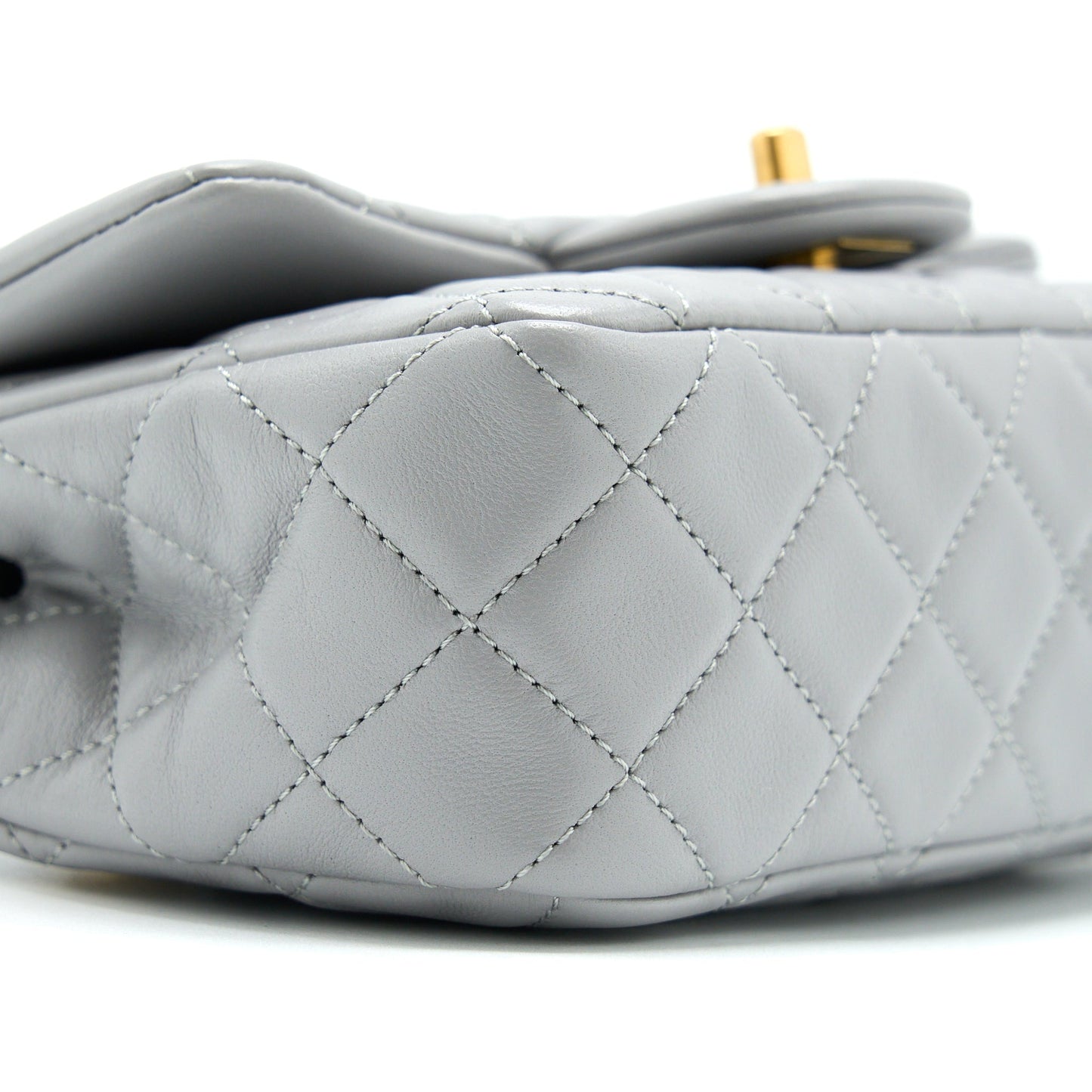 Chanel Pearl Crush Mini Square Flap Bag Lambskin Grey