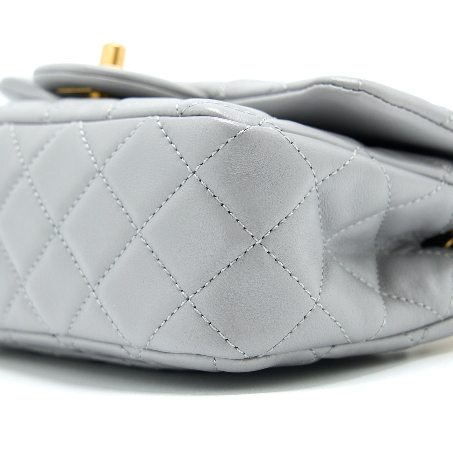 Chanel Pearl Crush Mini Square Flap Bag Lambskin Grey