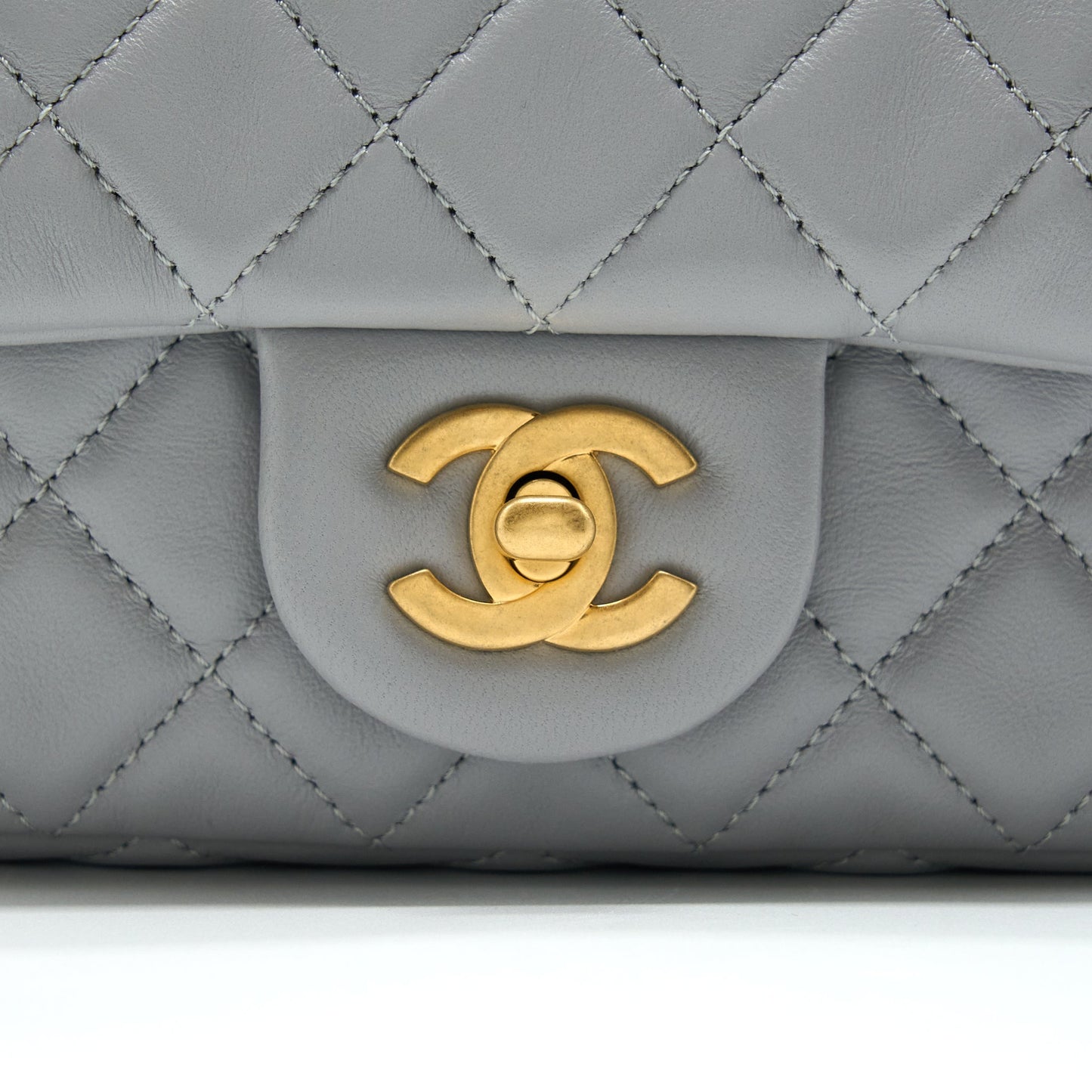 Chanel Pearl Crush Mini Square Flap Bag Lambskin Grey