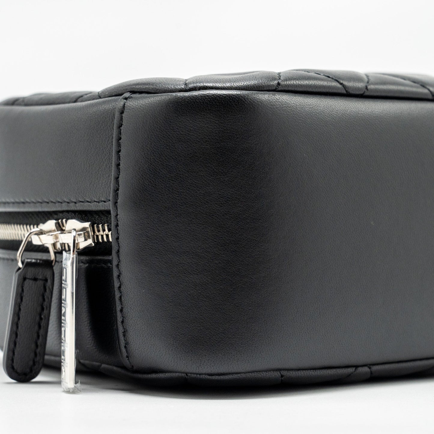 CHANEL Quilted Cosmetic Pouch Lambskin Black