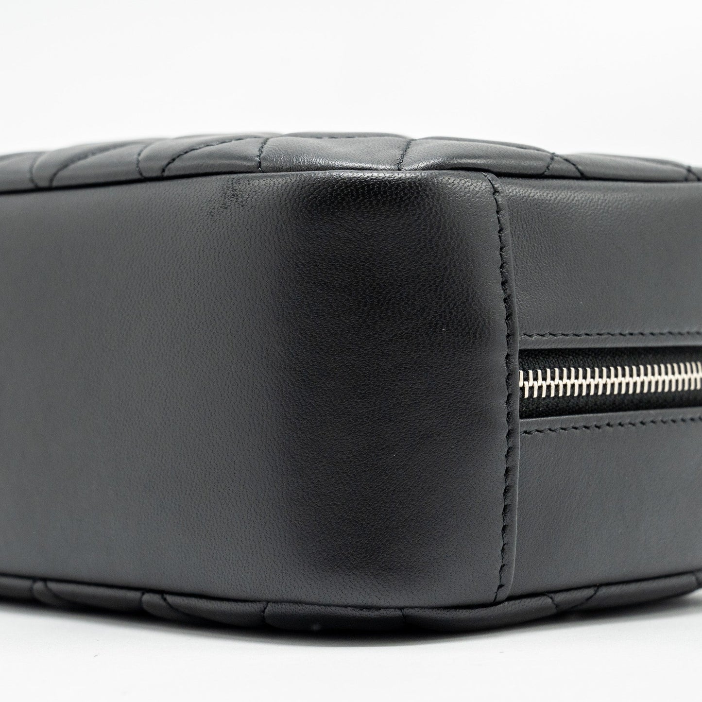 CHANEL Quilted Cosmetic Pouch Lambskin Black