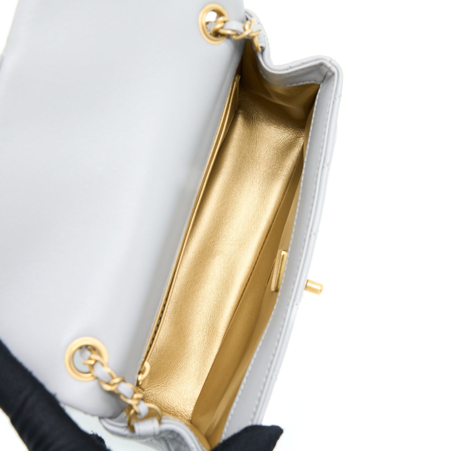 Chanel 21B Pearl Crush Mini Rectangular Flap Bag Lambskin Grey