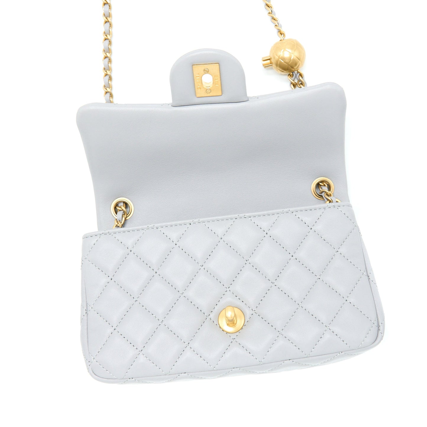 Chanel 21B Pearl Crush Mini Rectangular Flap Bag Lambskin Grey