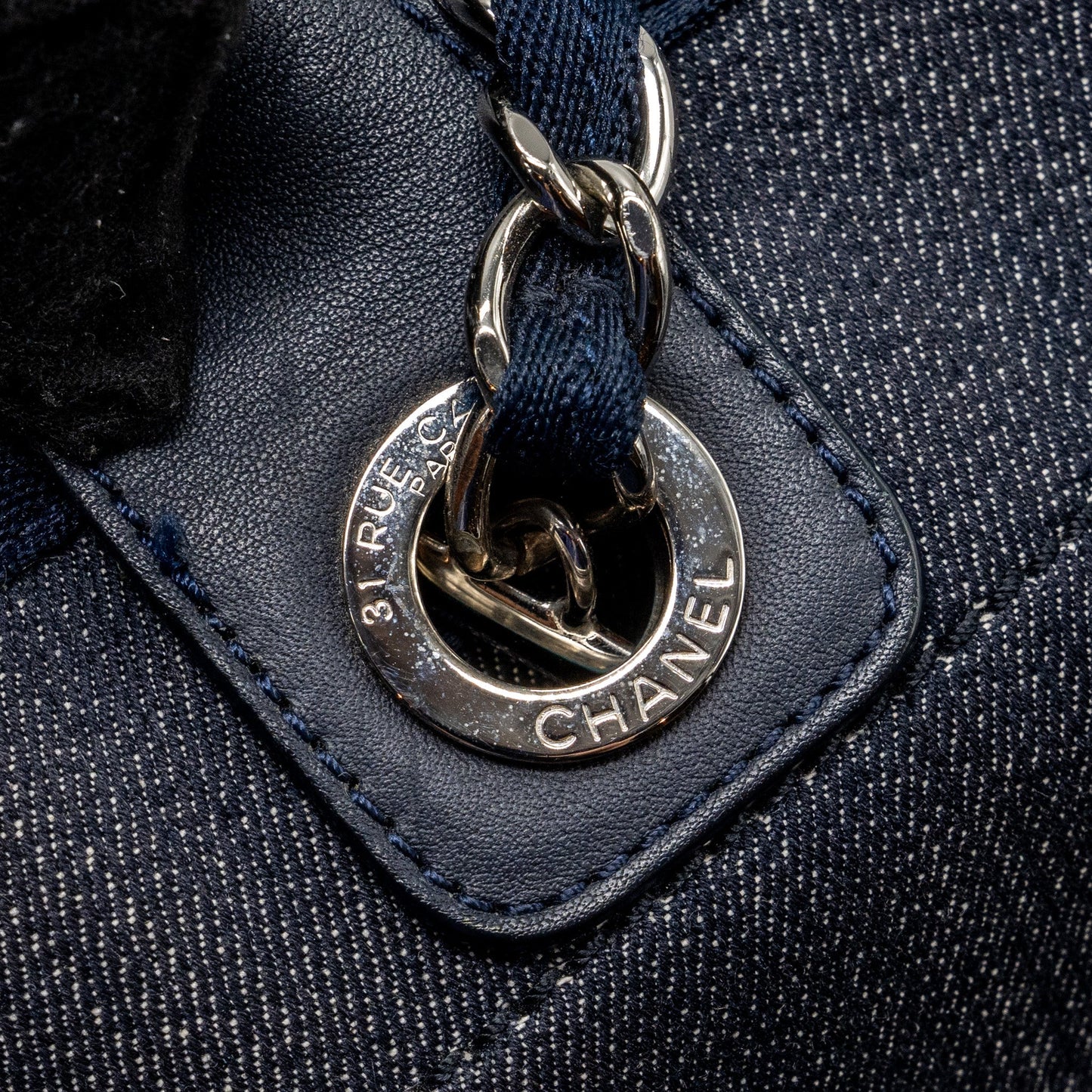 Chanel Deauville Tote Bag Canvas Blue Denim
