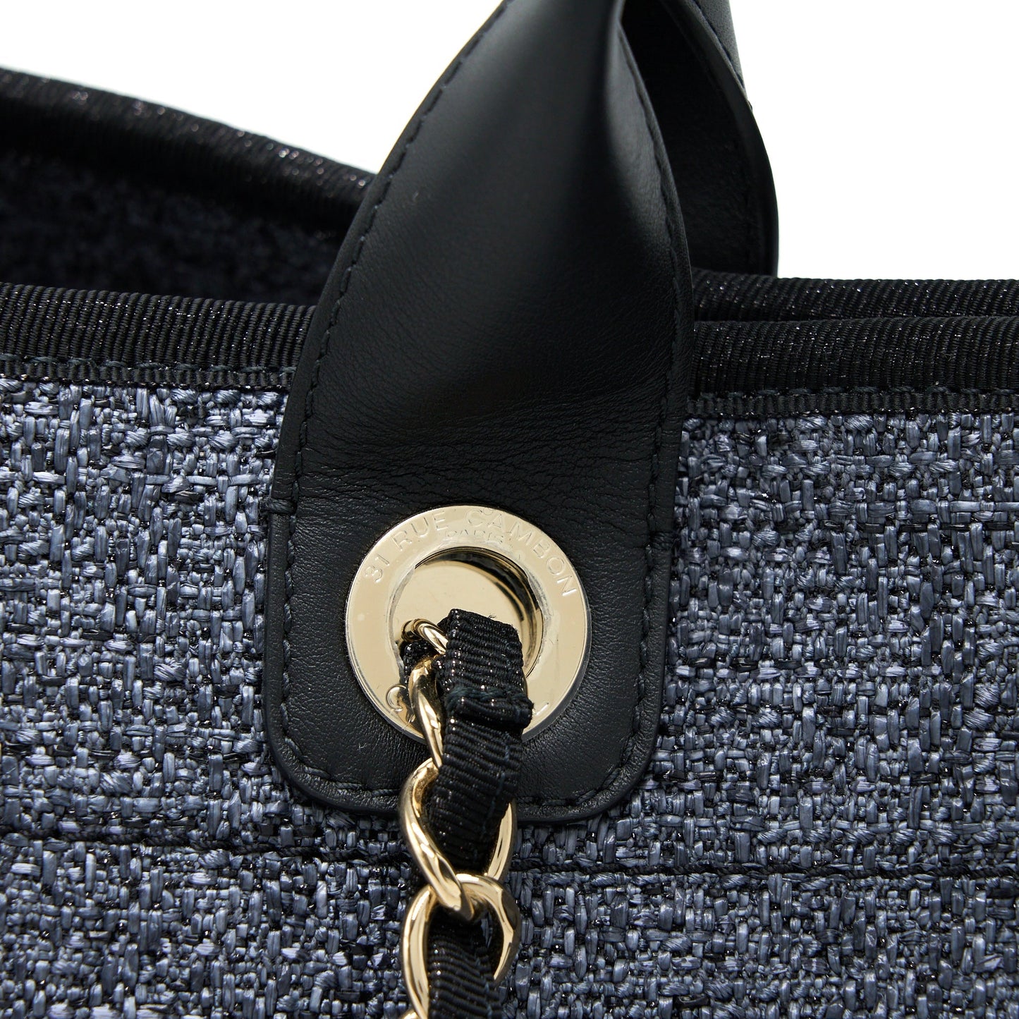 Chanel Deauville Tote Bag Tweed Dark Grey / Black L (Microchip)