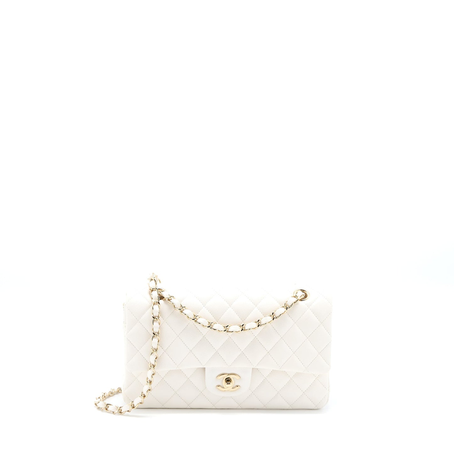 Chanel Medium Classic Double Flap Bag Caviar White L