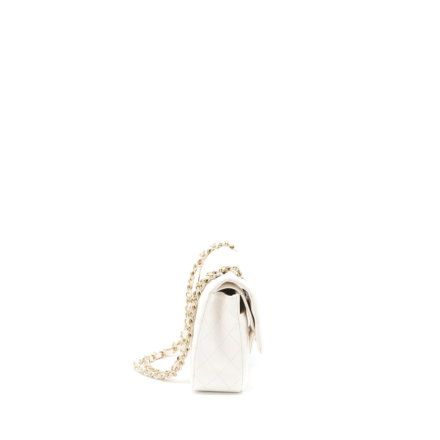 Chanel Medium Classic Double Flap Bag Caviar White L