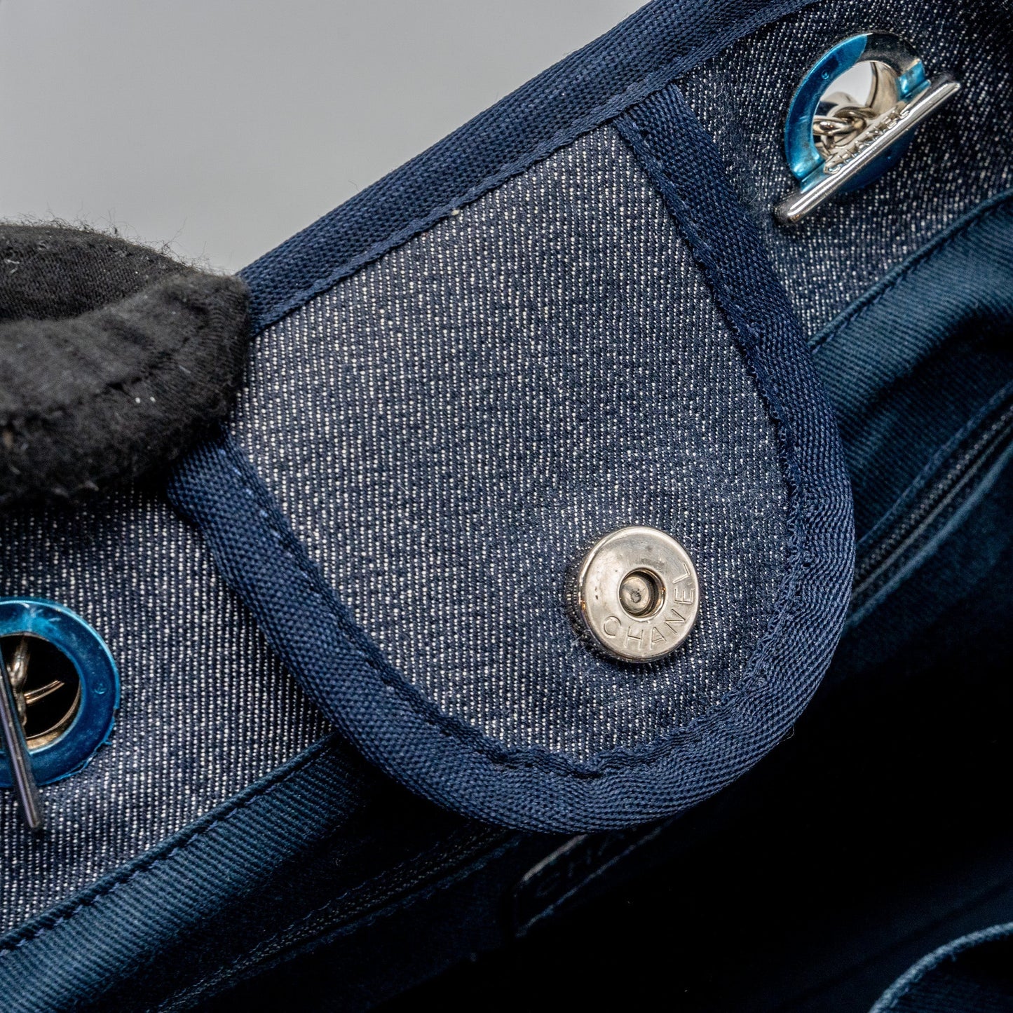 Chanel Deauville Tote Bag Canvas Blue Denim