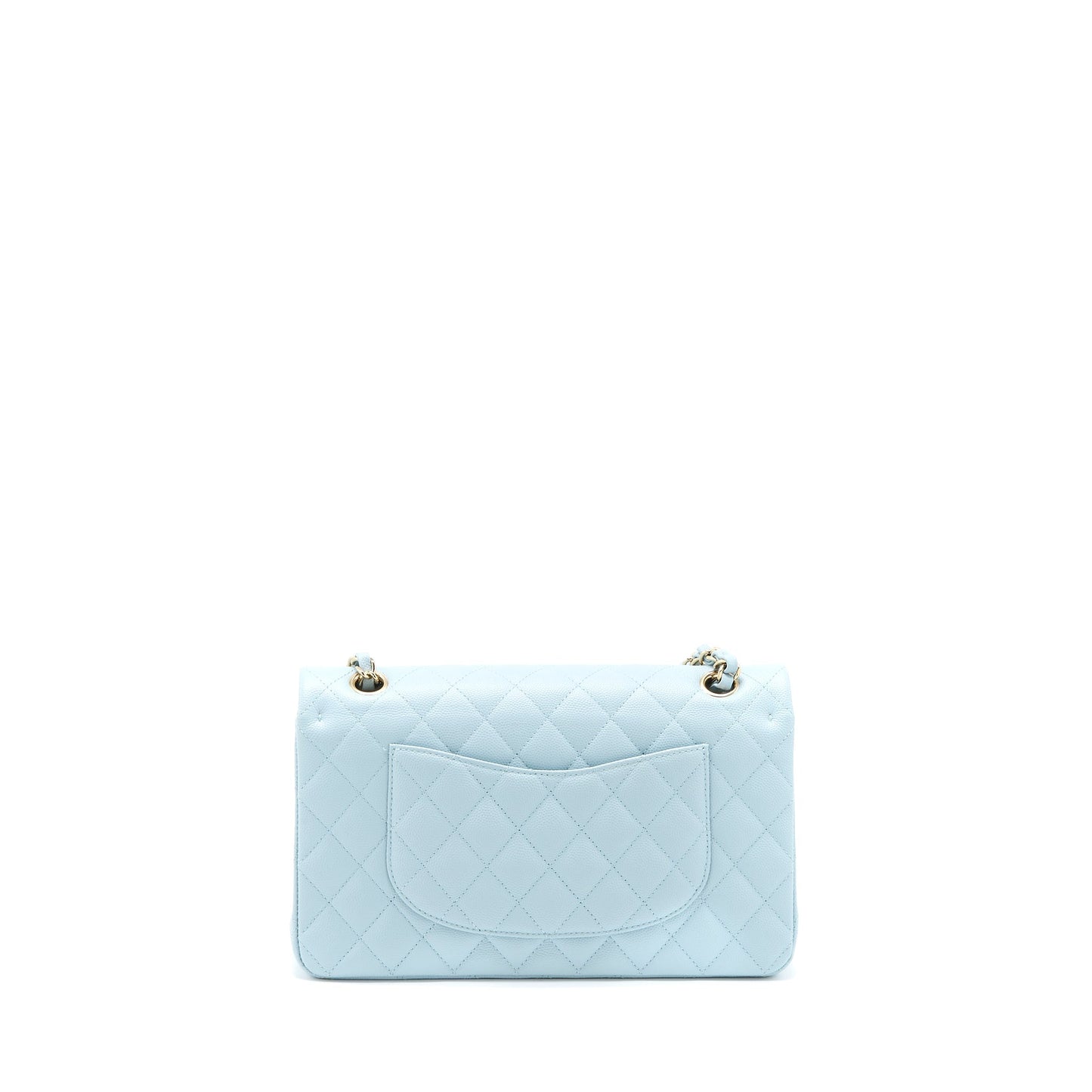 Chanel Medium Classic Double Flap Bag Caviar Light Blue L (Microchip)