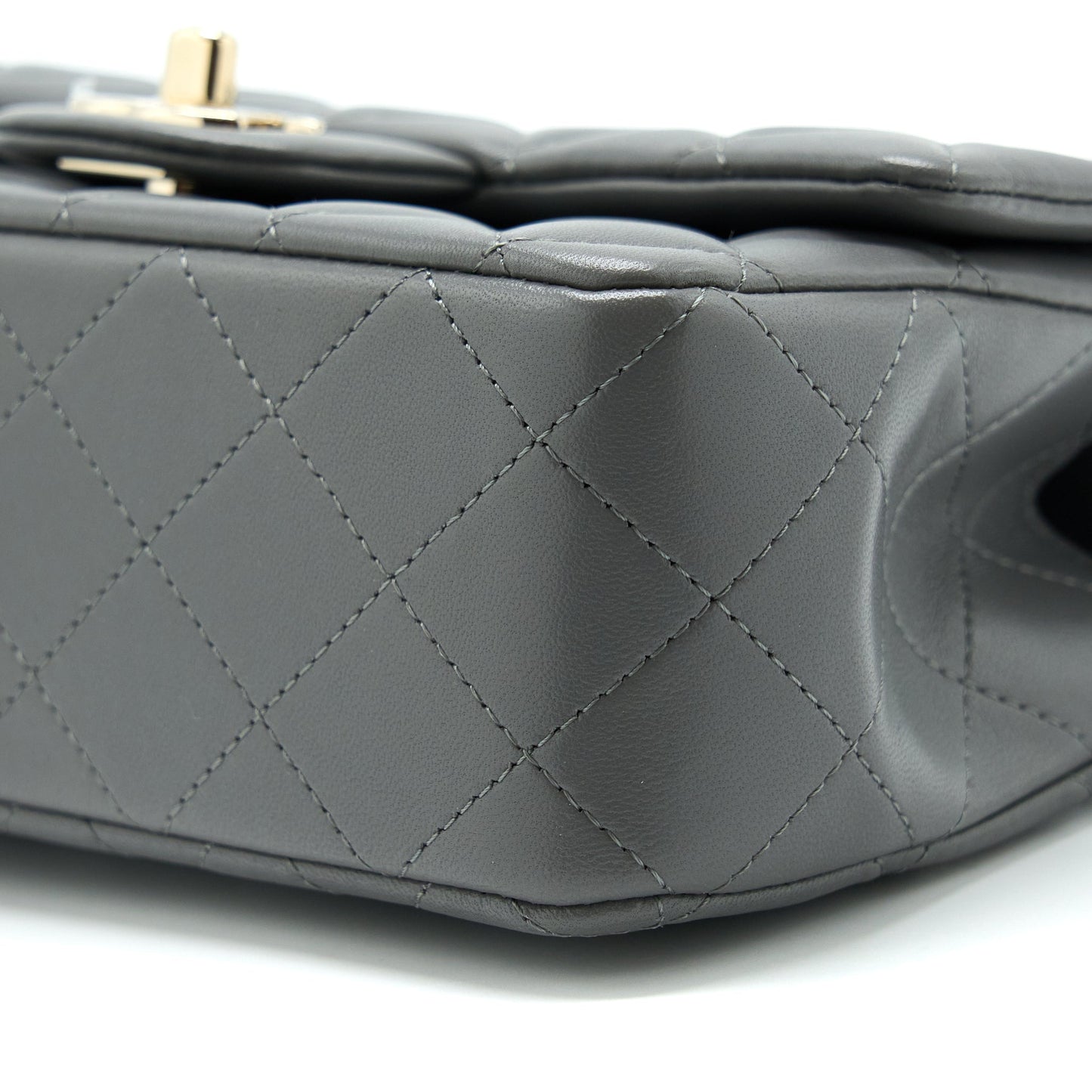 Chanel 22A Top Handle Mini Rectangular Flap Bag Lambskin Grey L