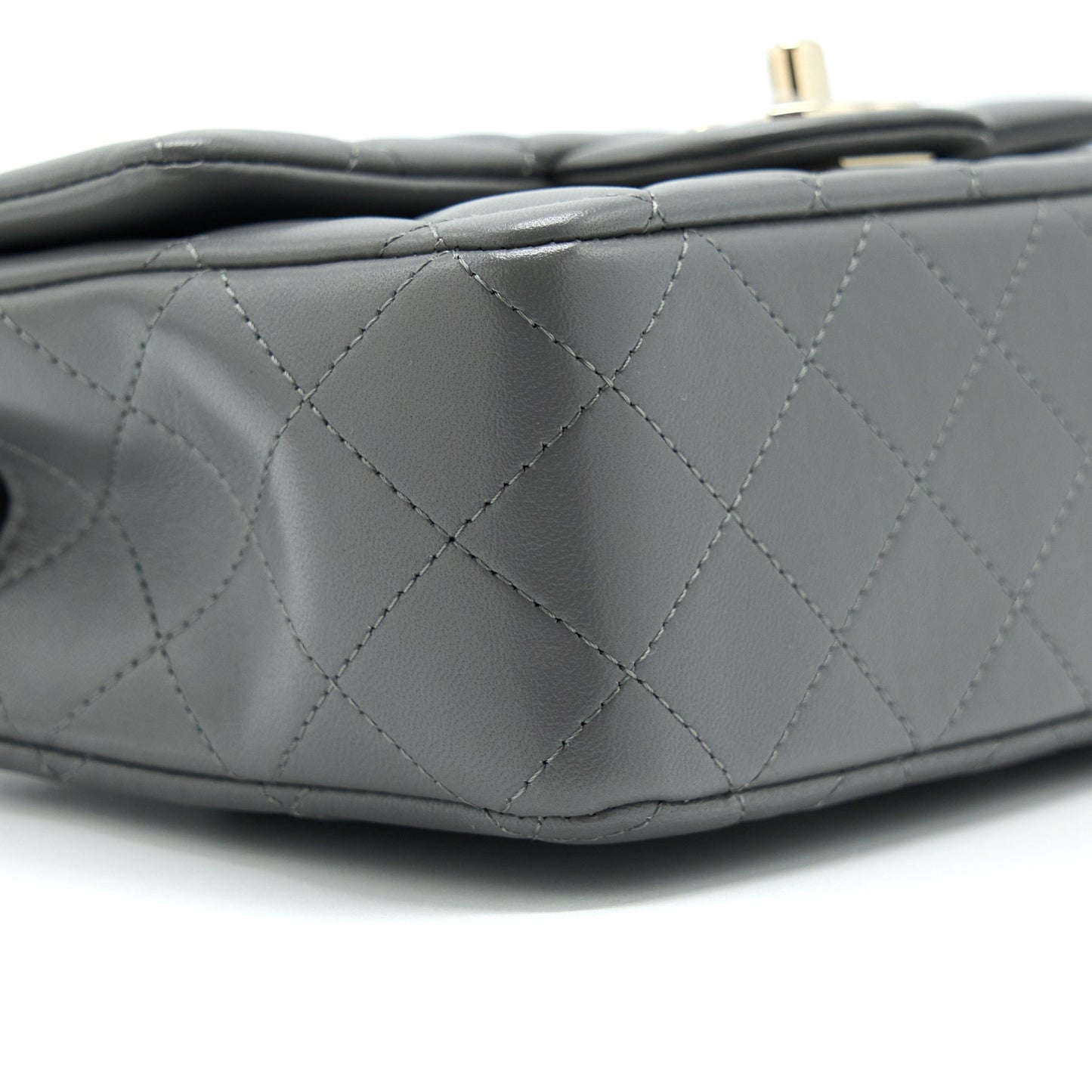 Chanel 22A Top Handle Mini Rectangular Flap Bag Lambskin Grey L