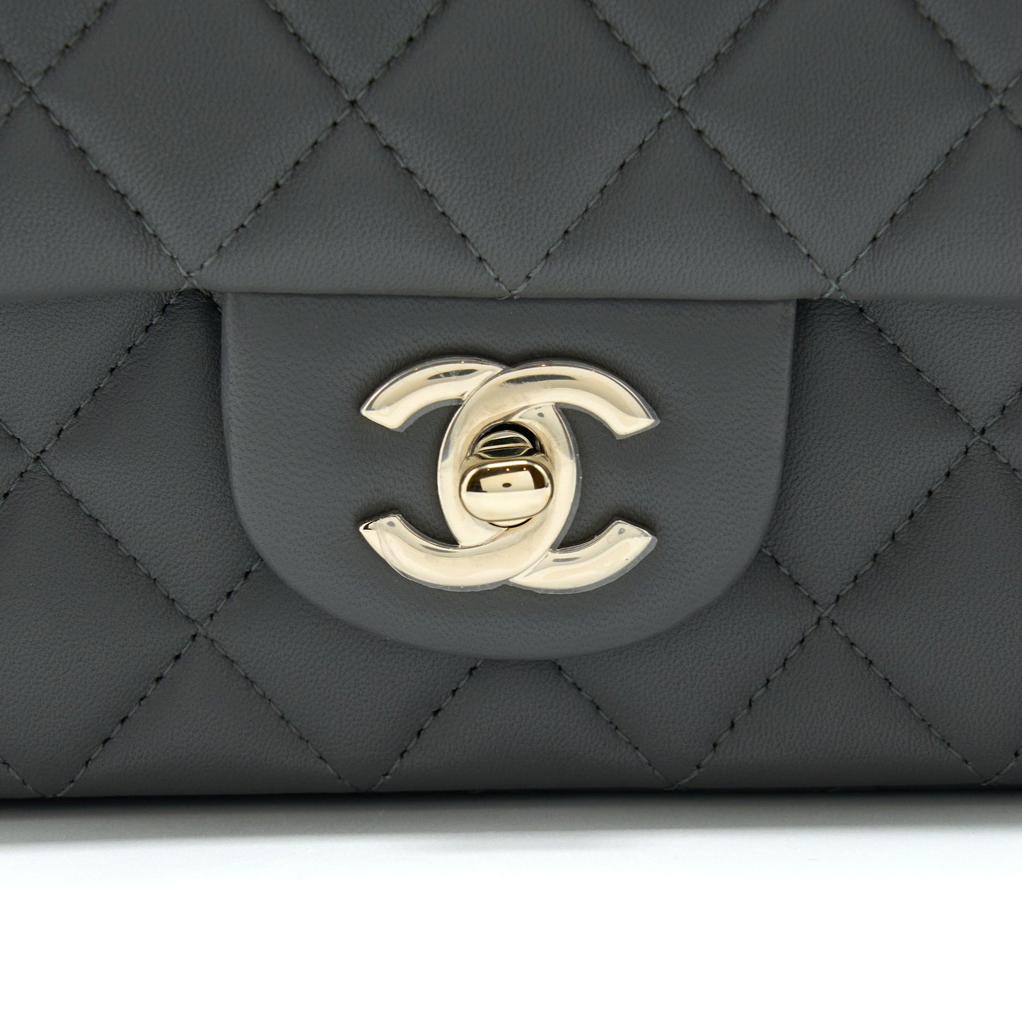 Chanel 22A Top Handle Mini Rectangular Flap Bag Lambskin Grey L