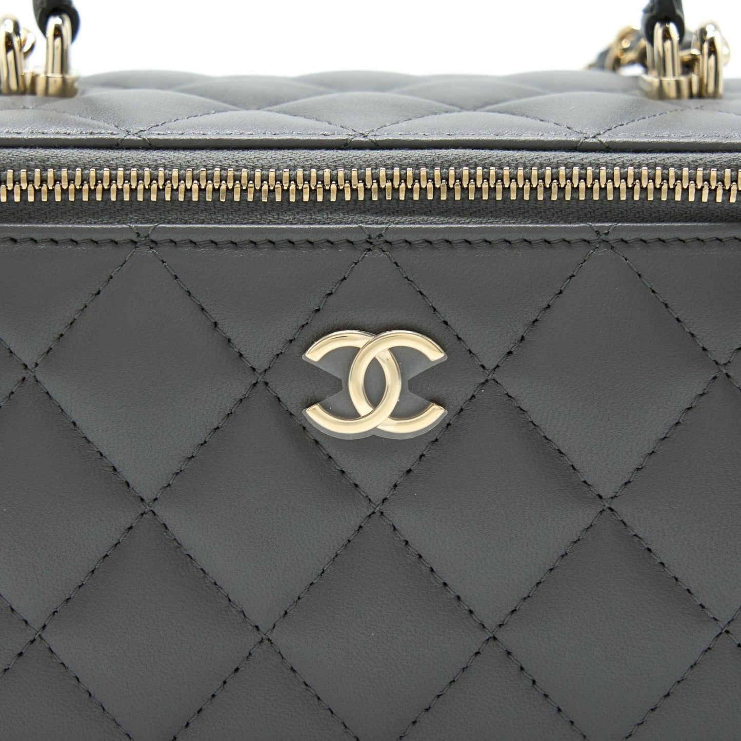 Chanel 22A Top Handle Long Vanity With Chain Grey