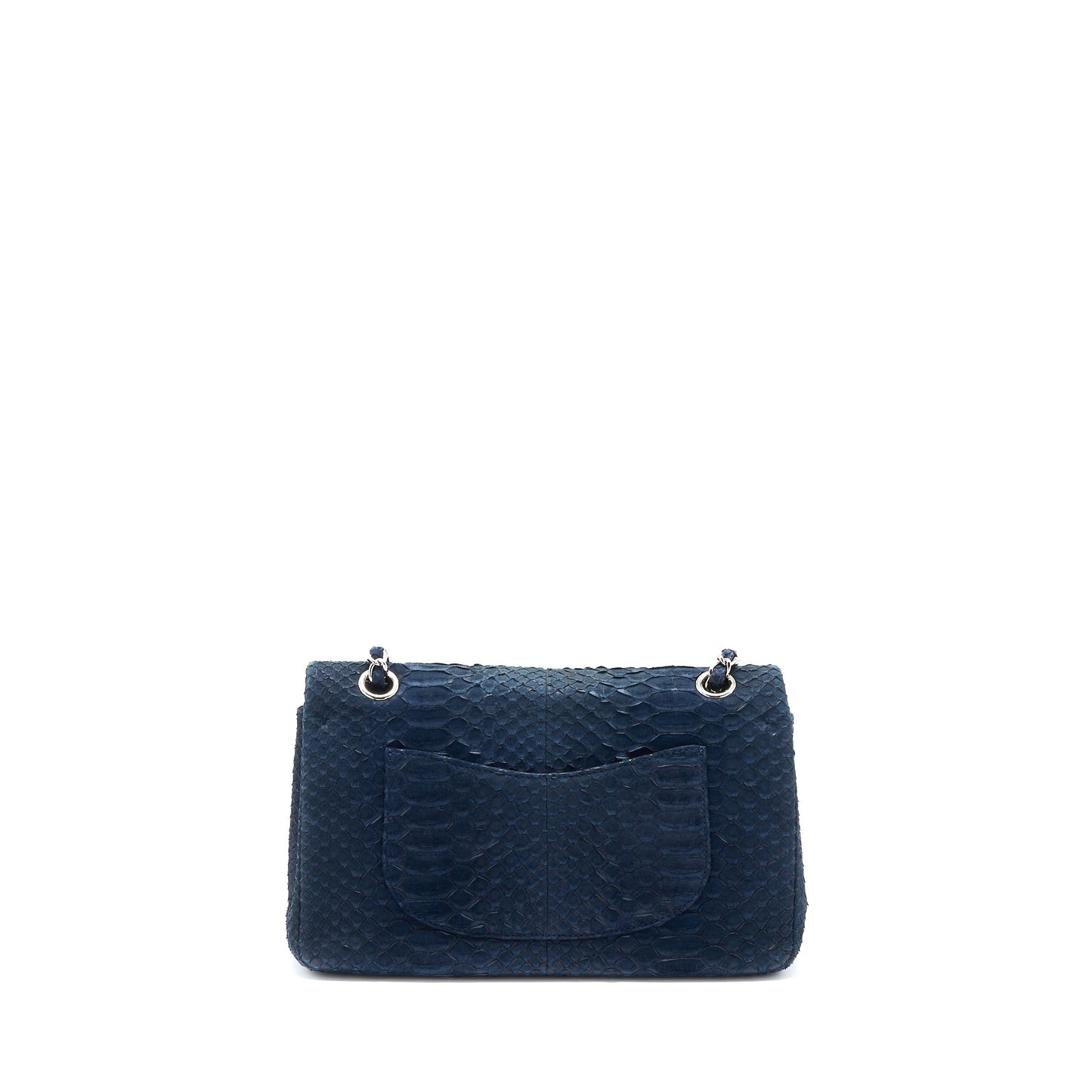Chanel Medium Classic Double Flap Bag Python Dark Blue