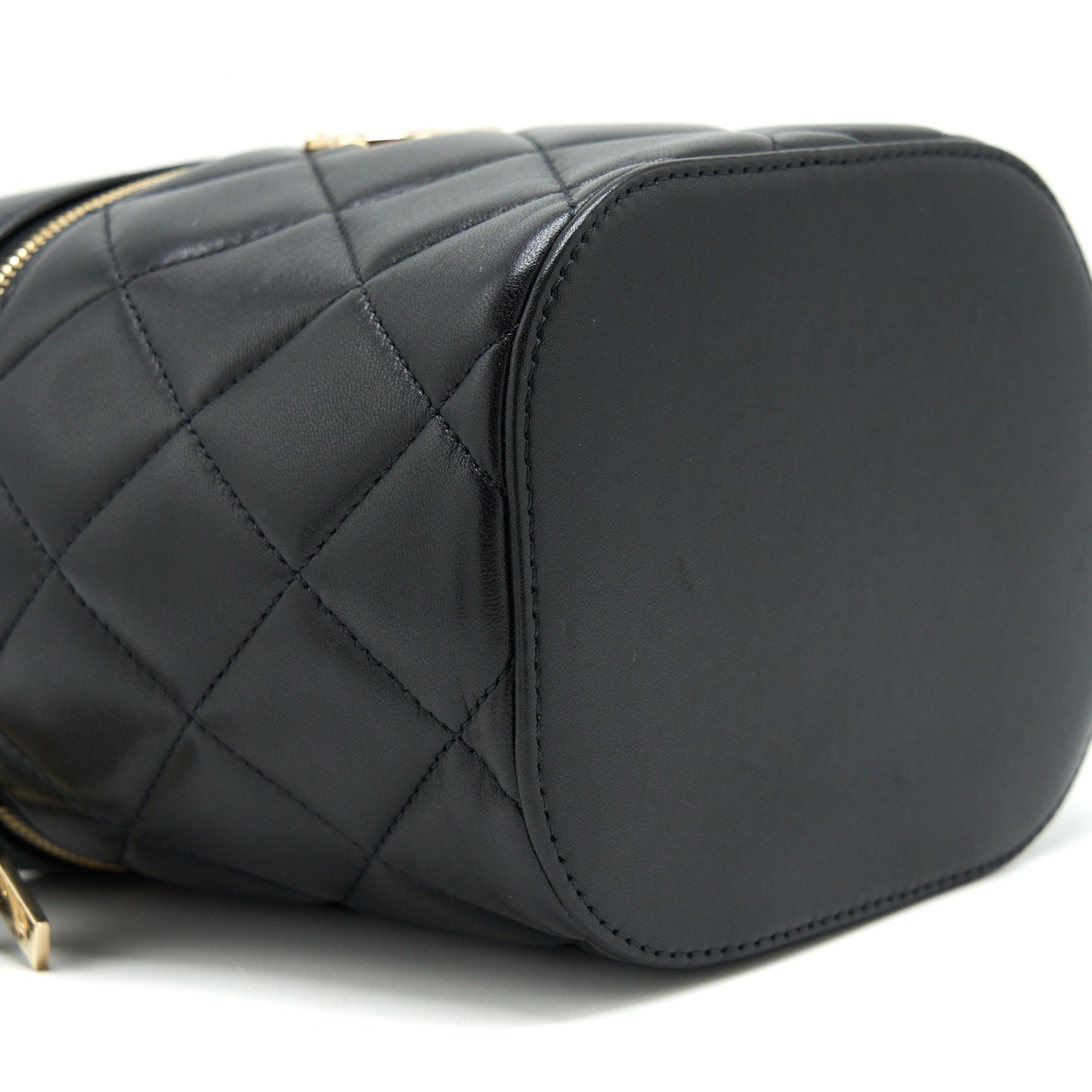 Chanel Trendy CC Round Vanity Case Crossbody Bag Lambskin Black L