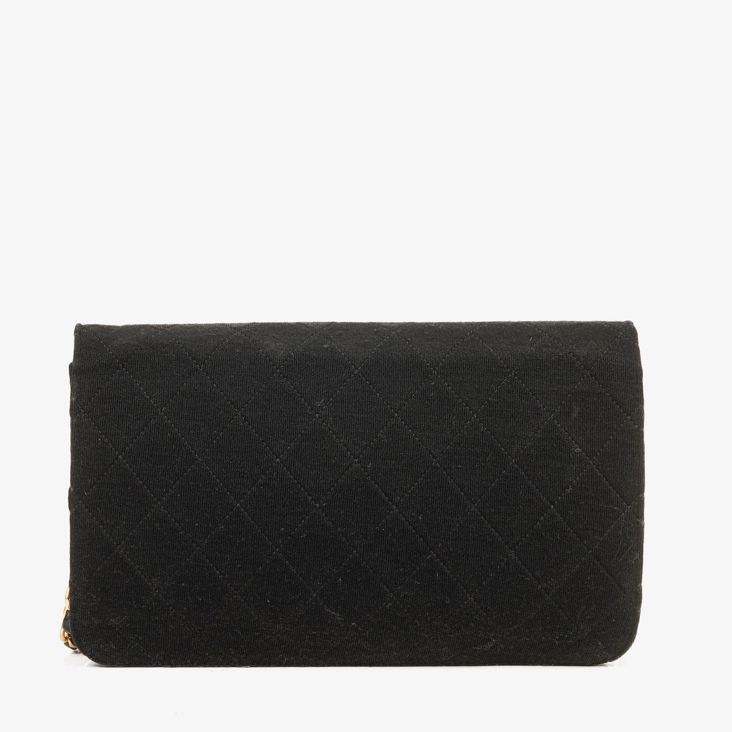 Chanel Classic Full Flap Bag Black Quilted Jersey With 24K Gold-Plated Hardware