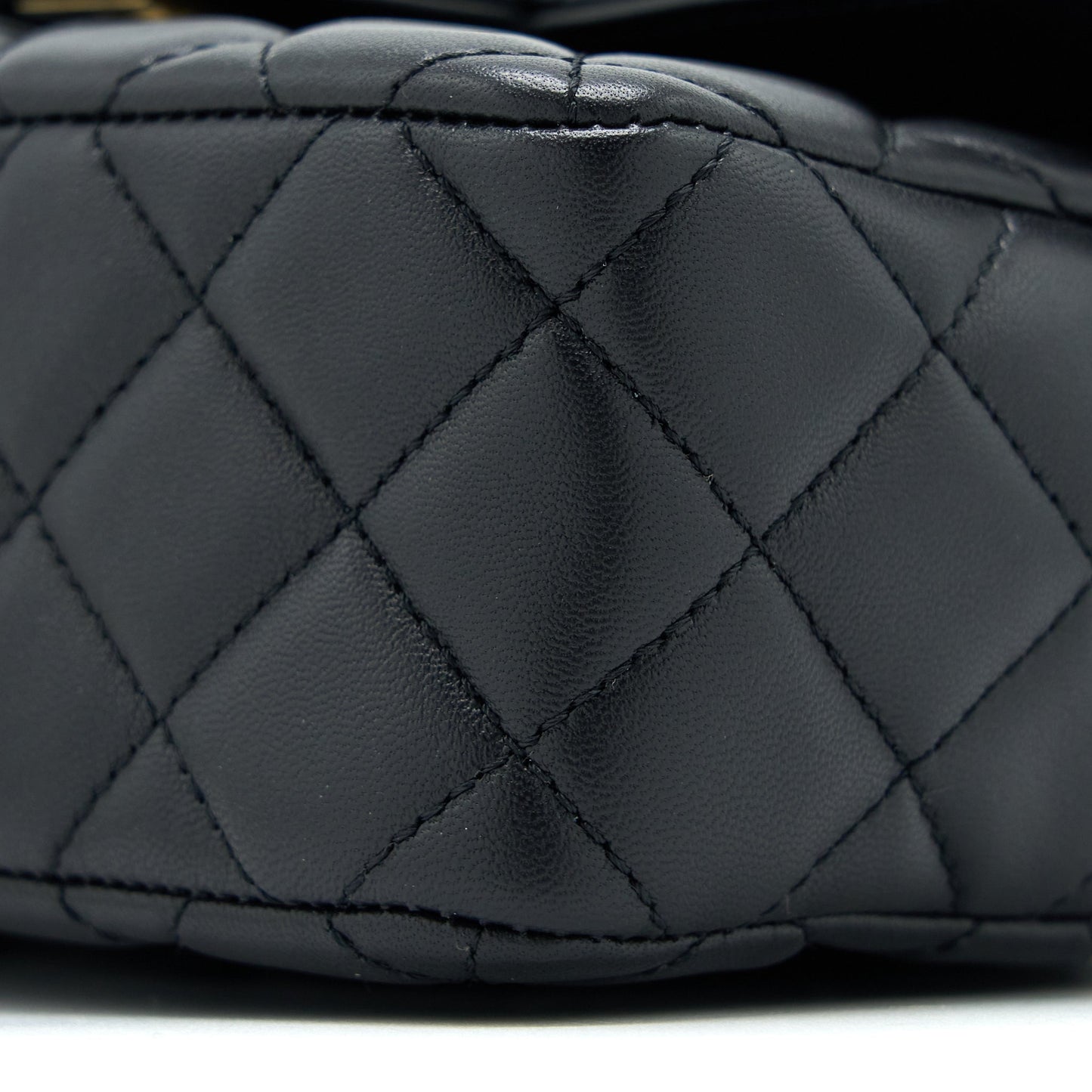 Chanel Seasonal Flap Bag with Detail Chain Lambskin Black Brushed  (Microchip)