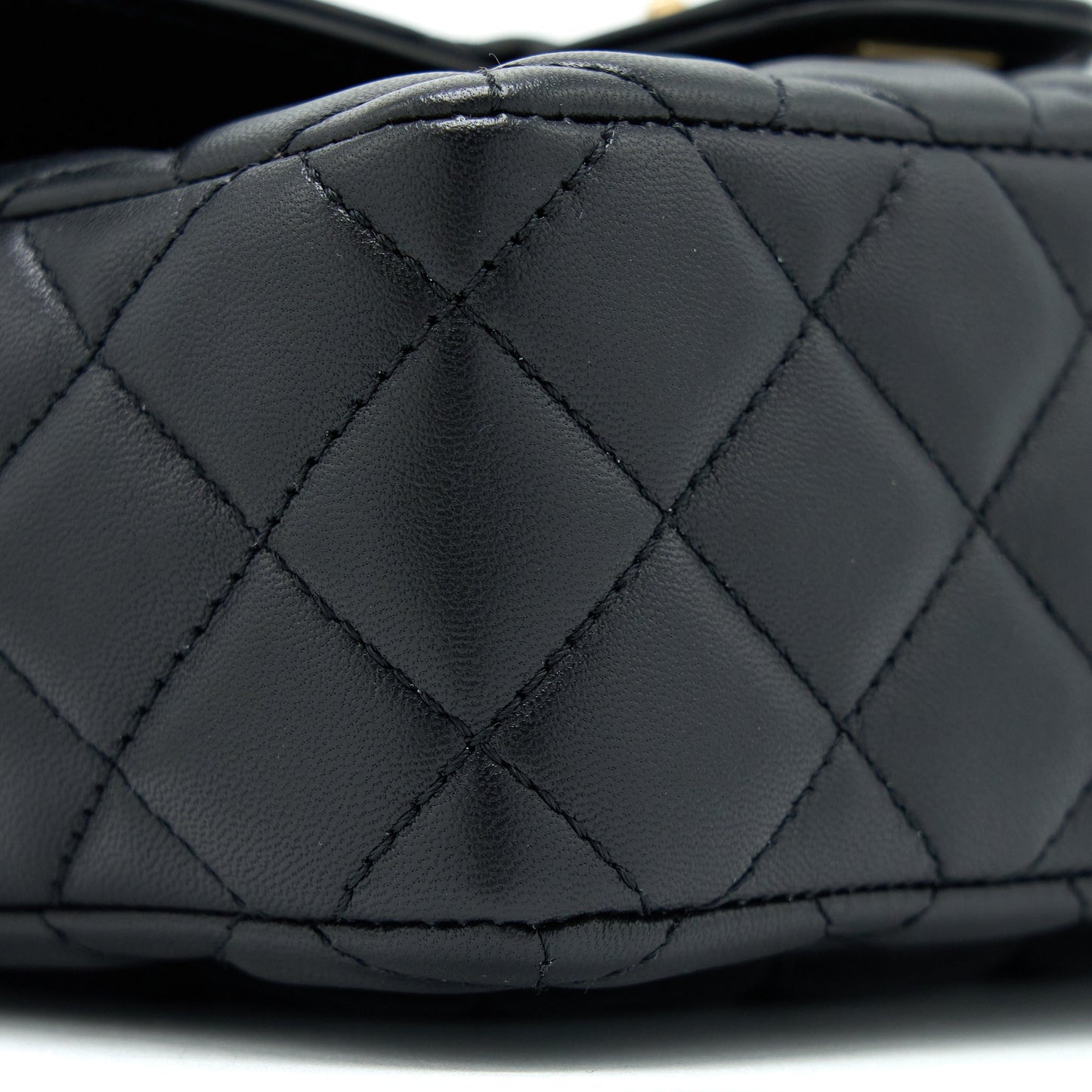 Chanel Seasonal Flap Bag with Detail Chain Lambskin Black Brushed  (Microchip)