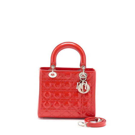 Dior Medium Lady Dior Patent Coral