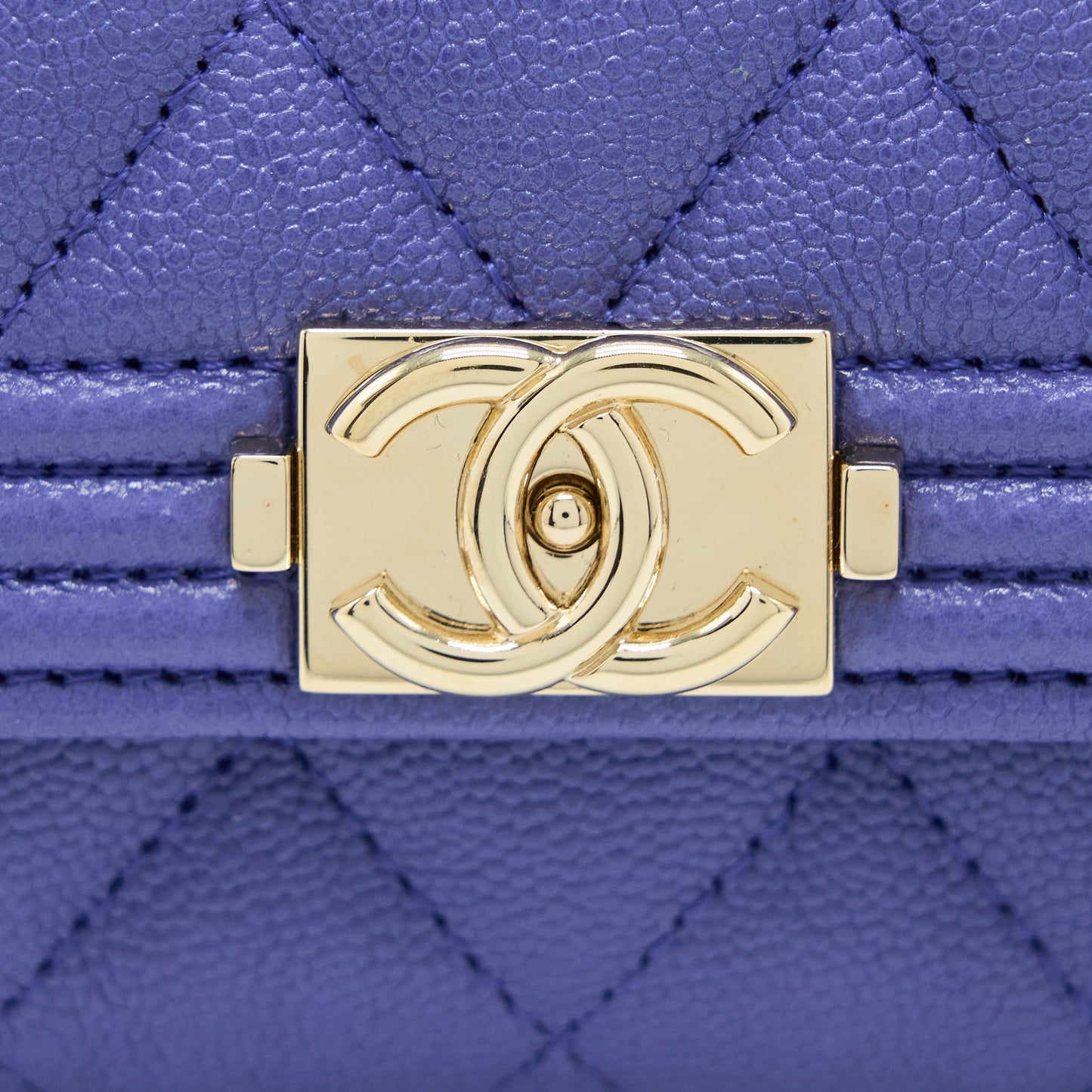 Chanel Boy Card Holder Caviar Purple L
