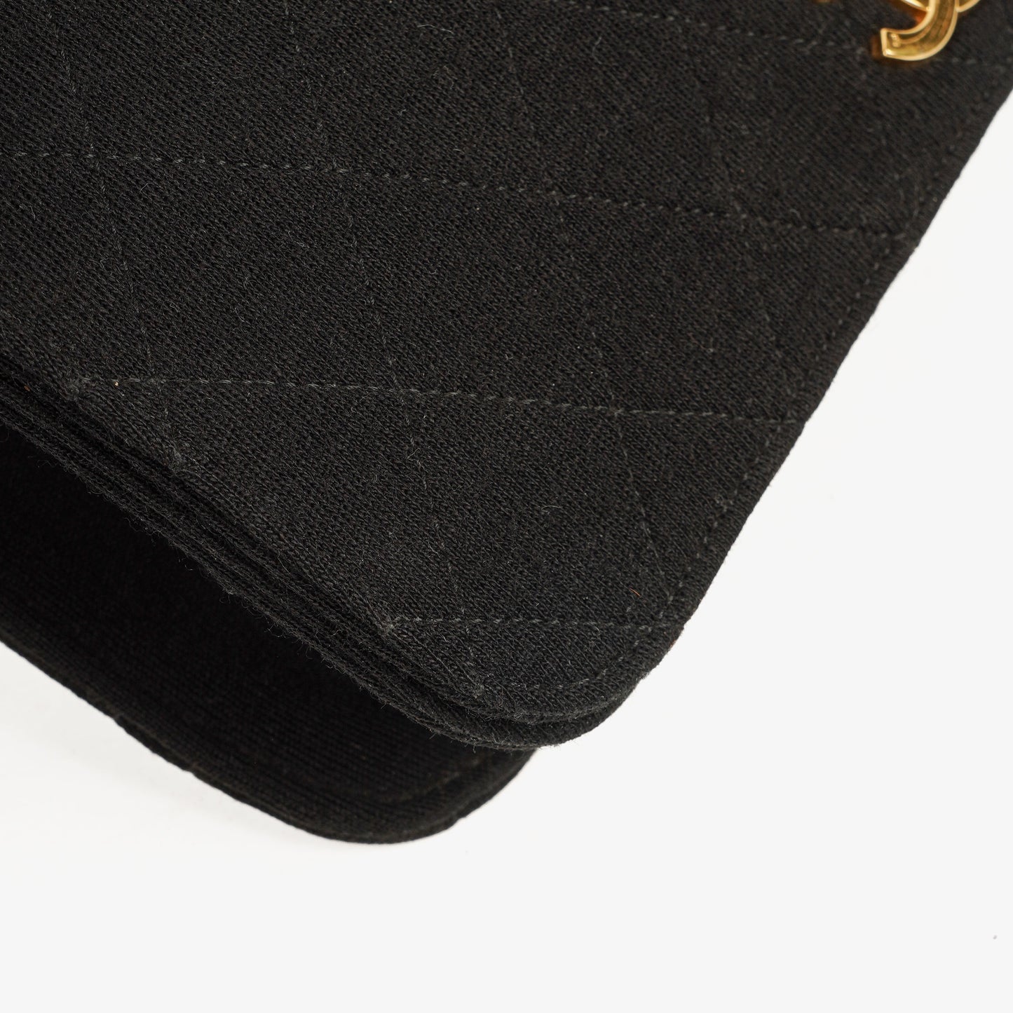 Chanel Classic Full Flap Bag Black Quilted Jersey With 24K Gold-Plated Hardware