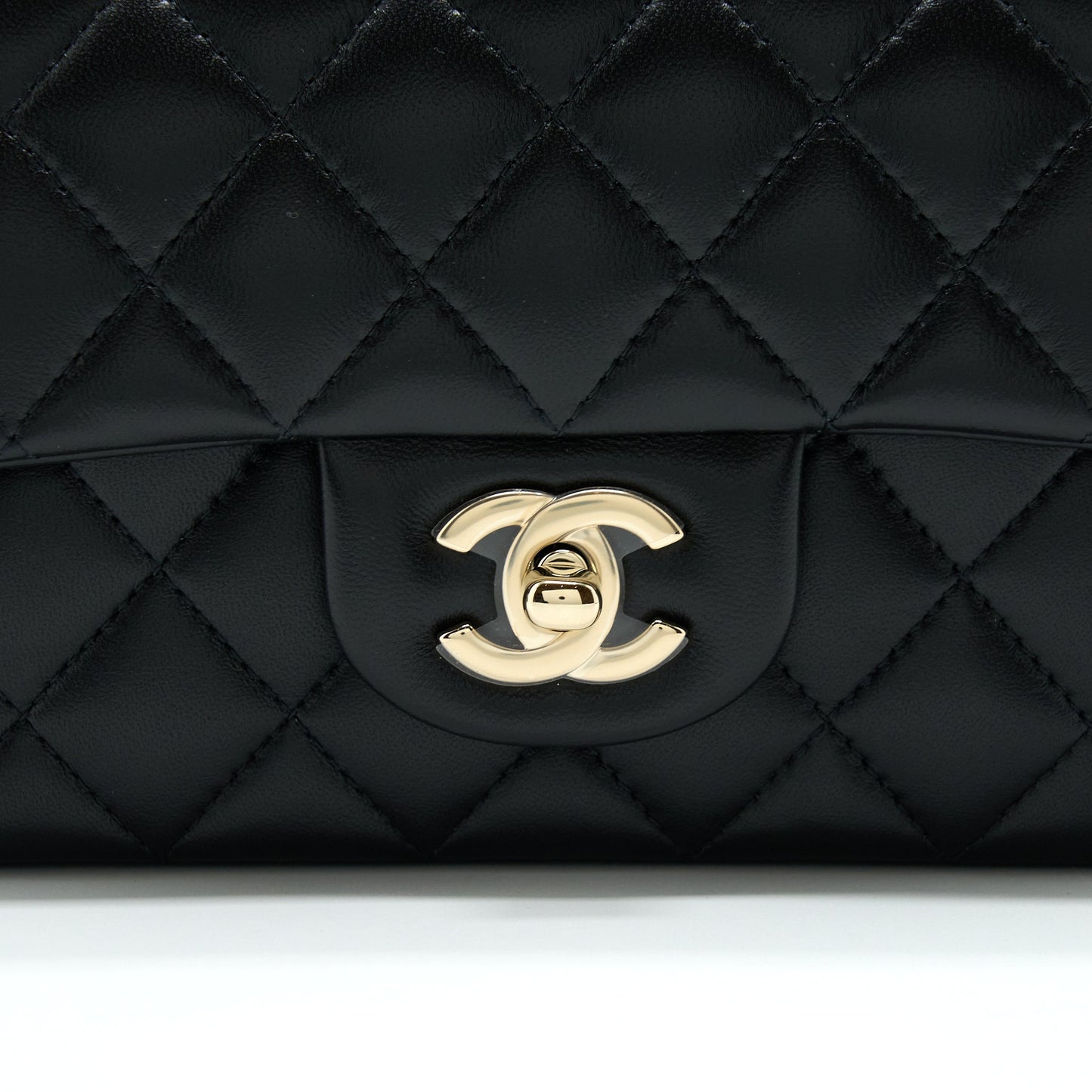 Chanel 22A Top Handle Mini Rectangular Flap Bag Lambskin Black