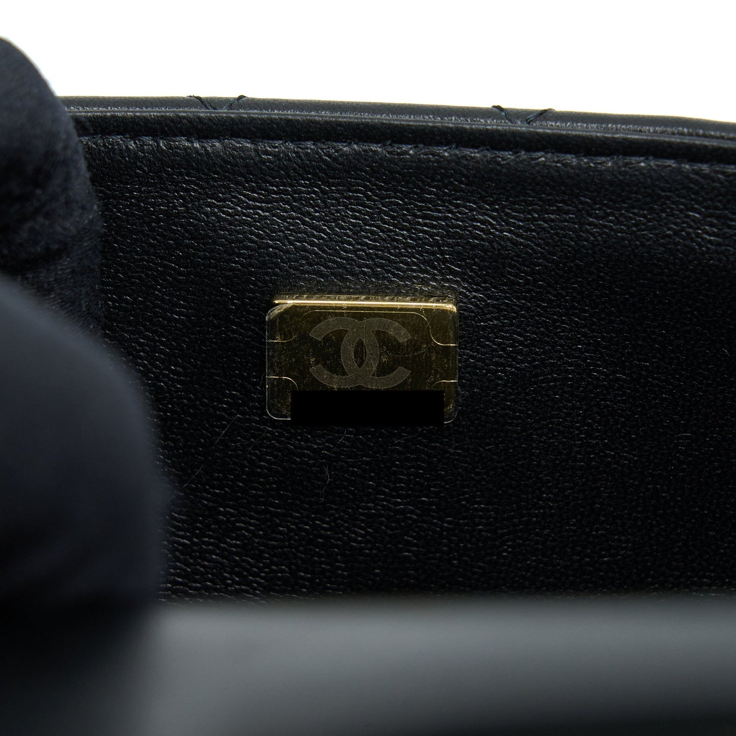 Chanel 22A Top Handle Mini Rectangular Flap Bag Lambskin Black