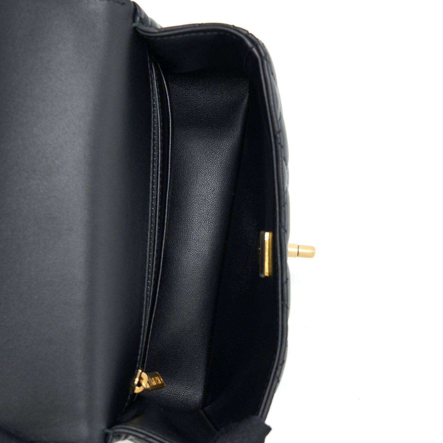 Chanel Seasonal Flap Bag with Detail Chain Lambskin Black Brushed  (Microchip)