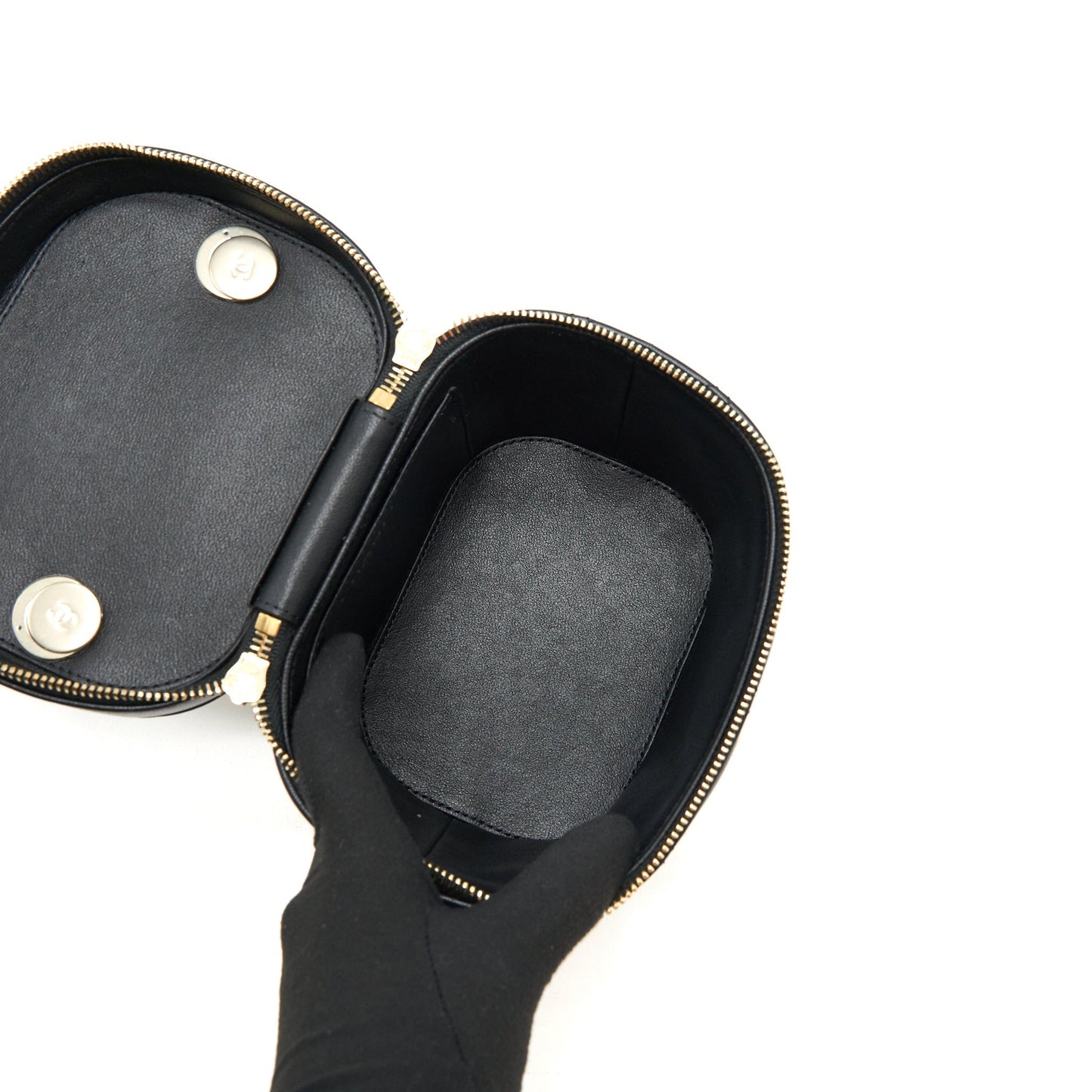 Chanel Trendy CC Round Vanity Case Crossbody Bag Lambskin Black L