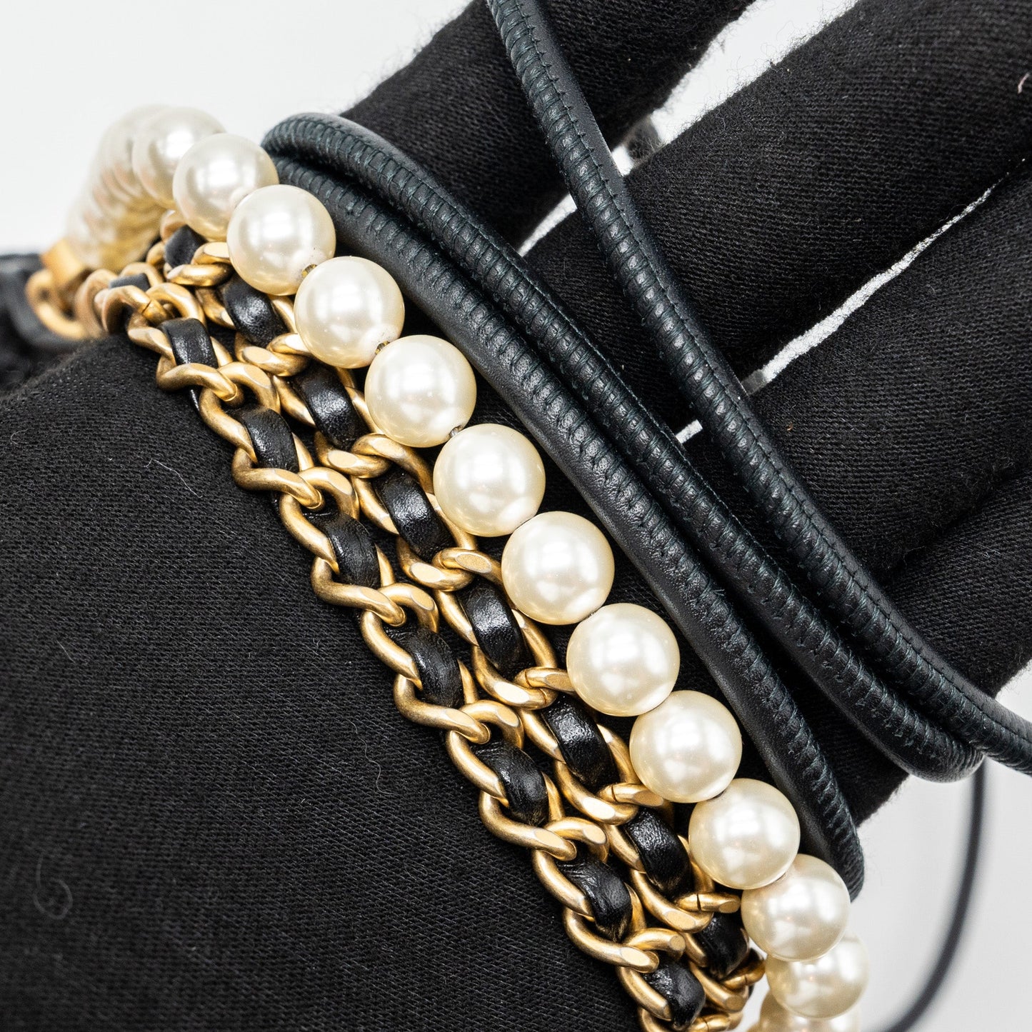 Chanel 23s Mini 22 Bag With Pearl Shiny Calfskin  (Microchip)