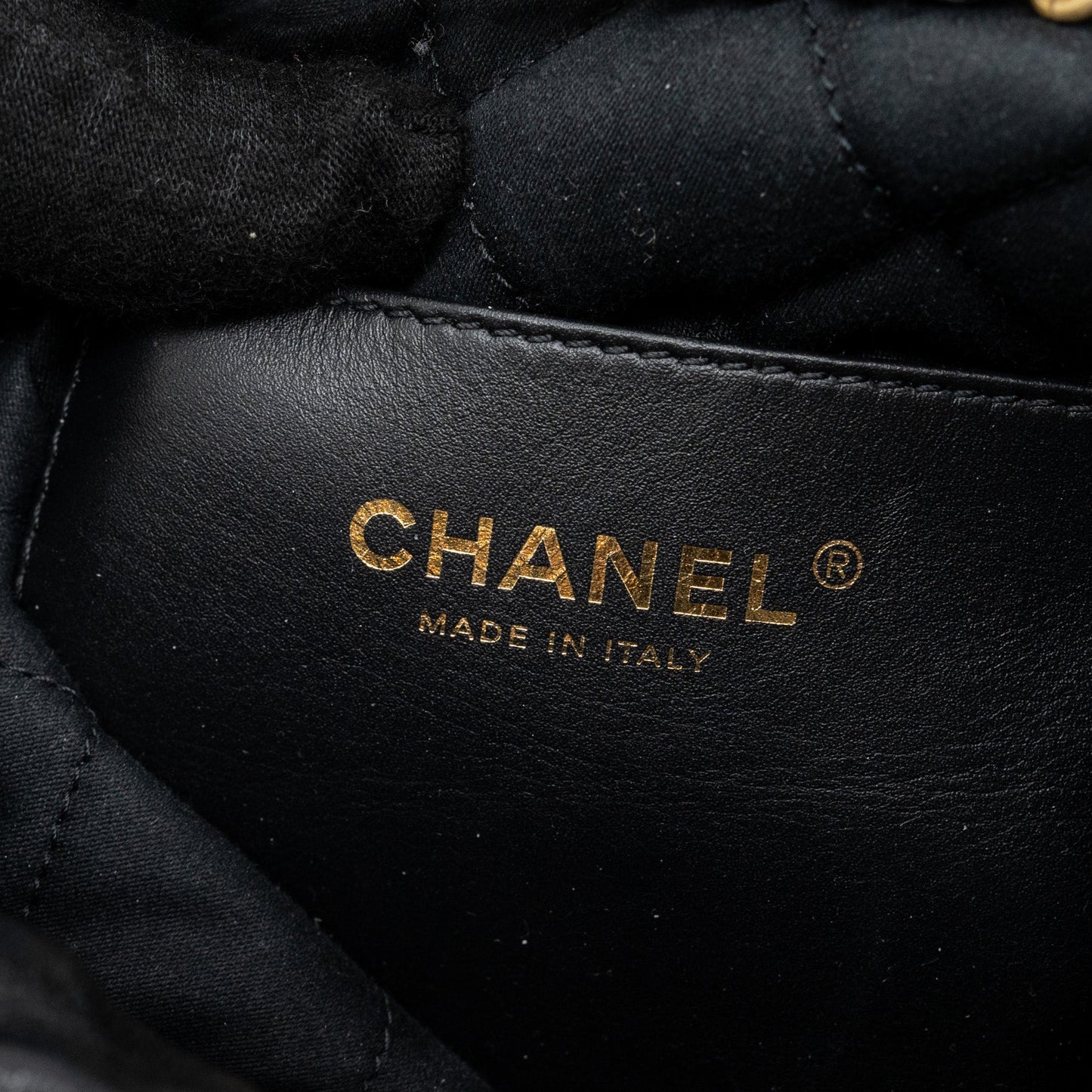 Chanel 23s Mini 22 Bag With Pearl Shiny Calfskin  (Microchip)