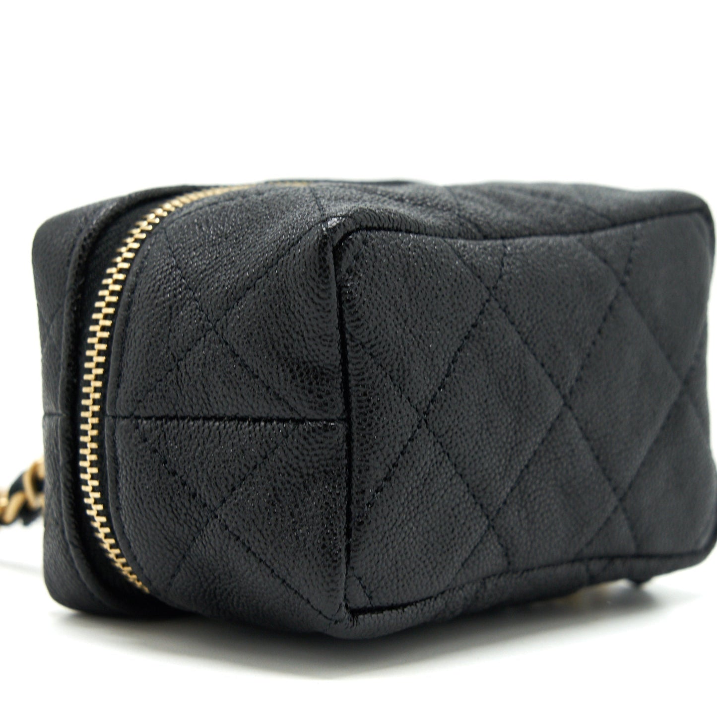 Chanel top handle mini zipper soft Vanity with chain Caviar black