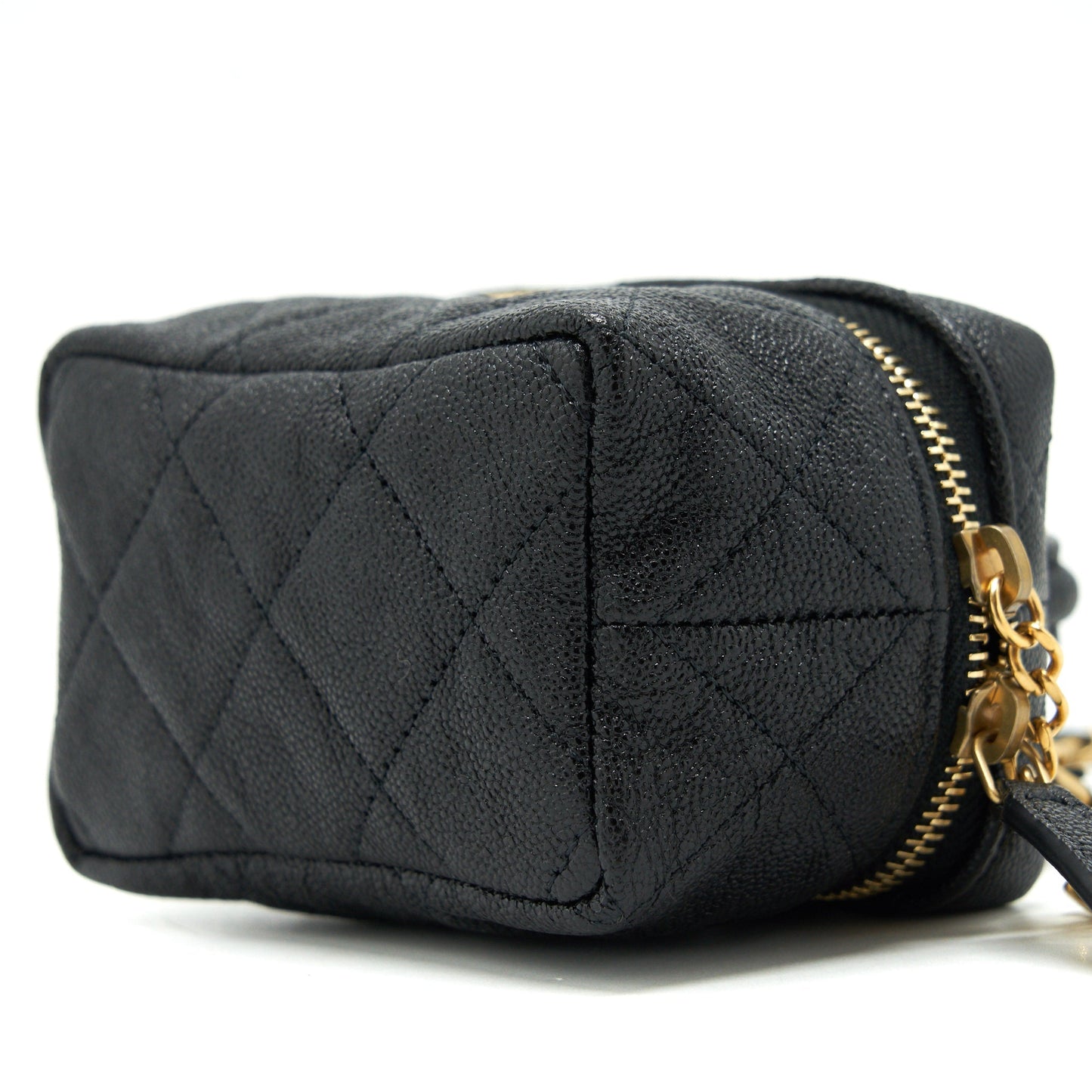 Chanel top handle mini zipper soft Vanity with chain Caviar black