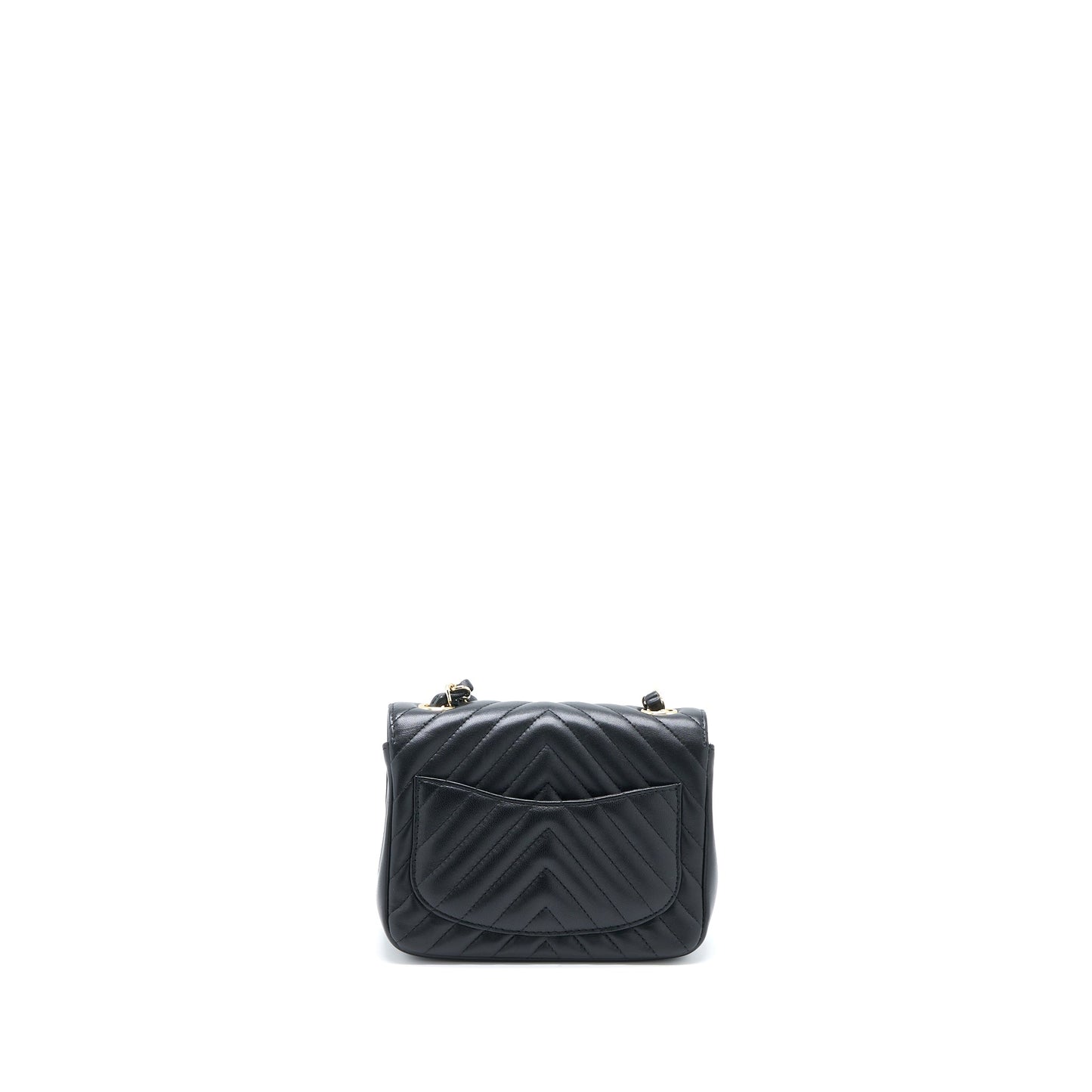 Chanel Mini Square Flap Bag Chevron Lambskin Black L