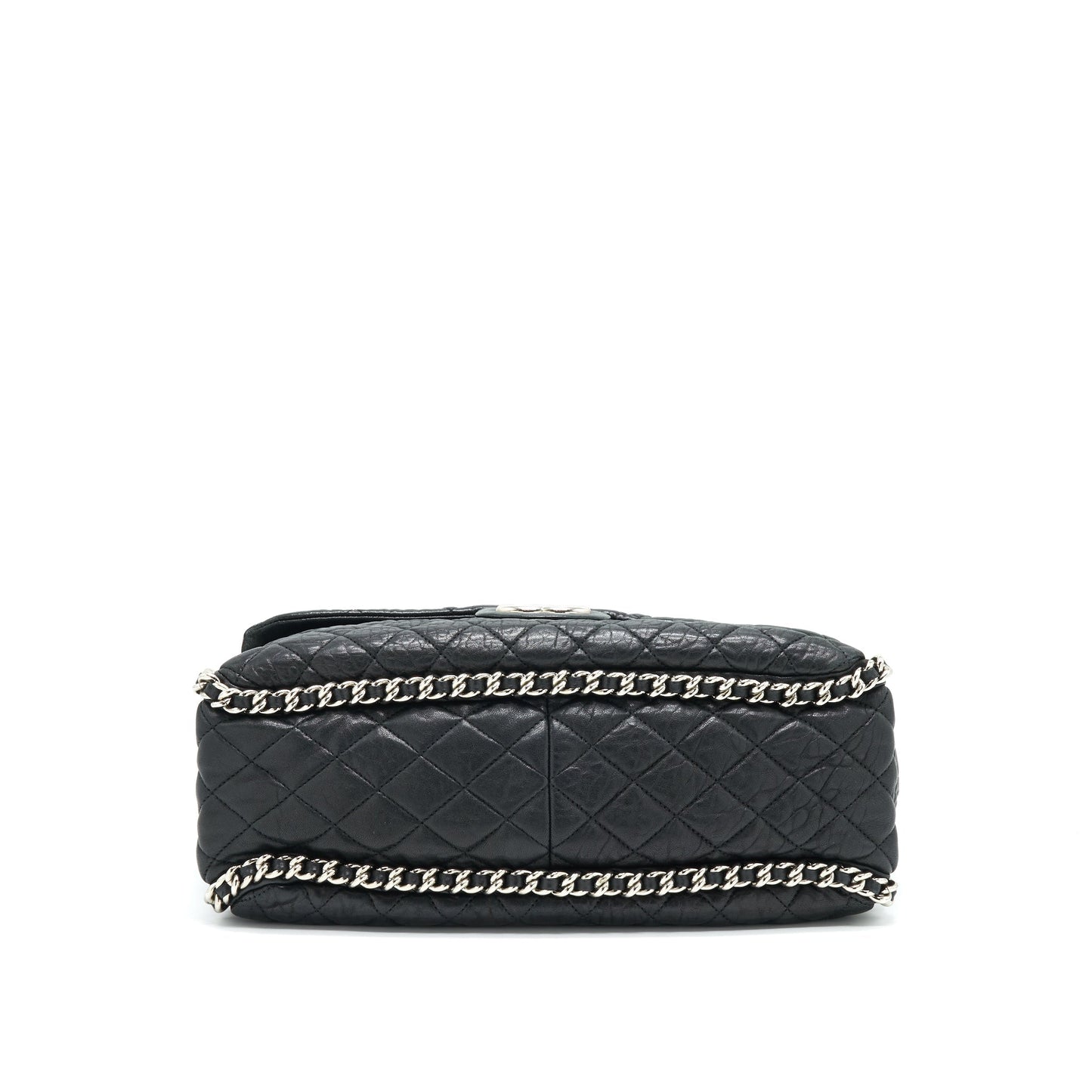 Chanel Quilted Leather With Chain Shoulder Bag XL Black