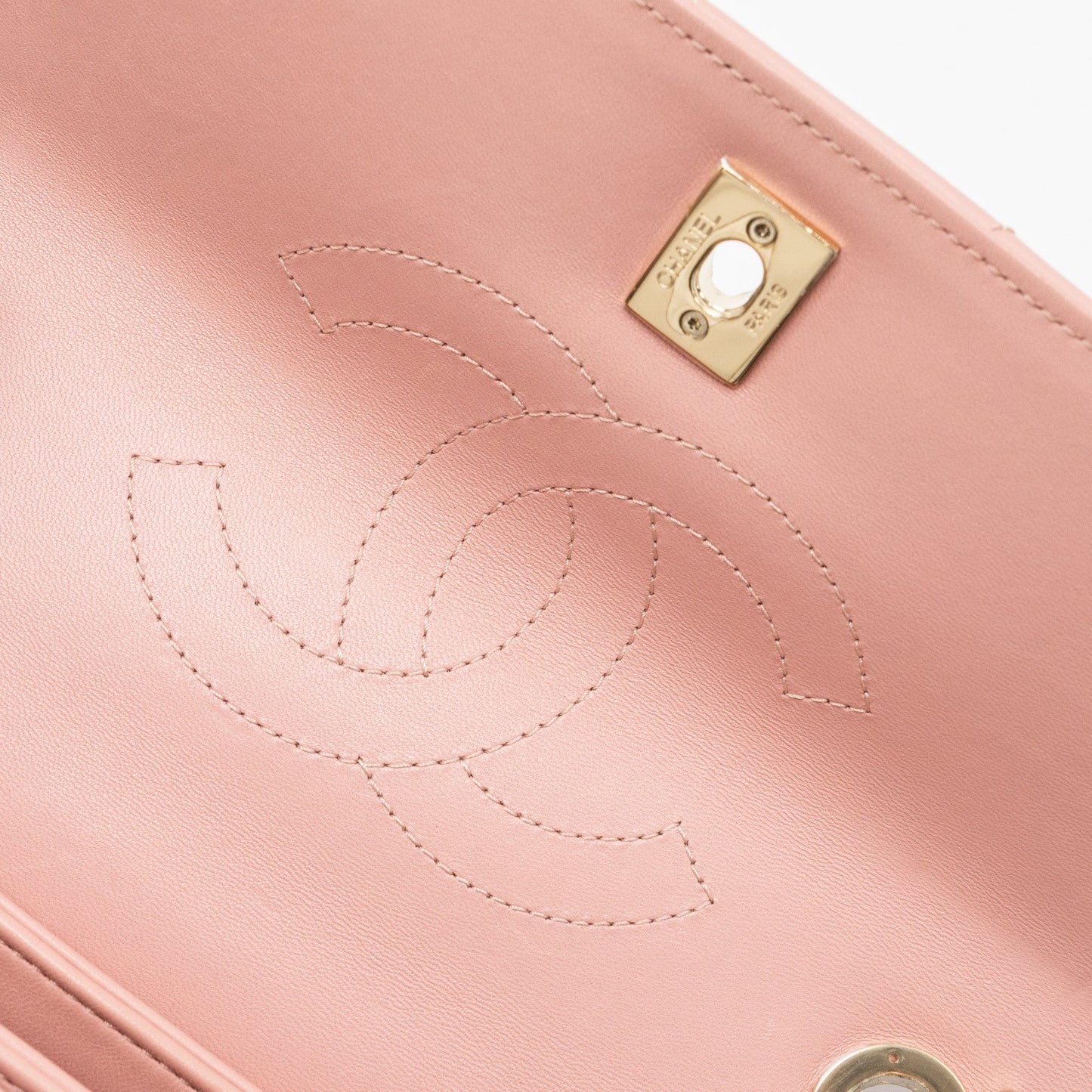 Chanel Chevron Trendy CC Top Handle Flap Bag Lambskin Light Pink L