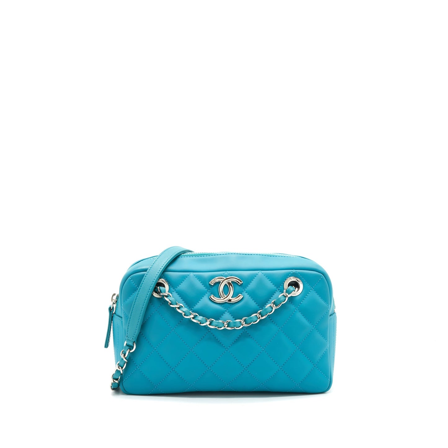 Chanel Quilted Rubberized Lambskin Coco Rain Camera Bag Blue
