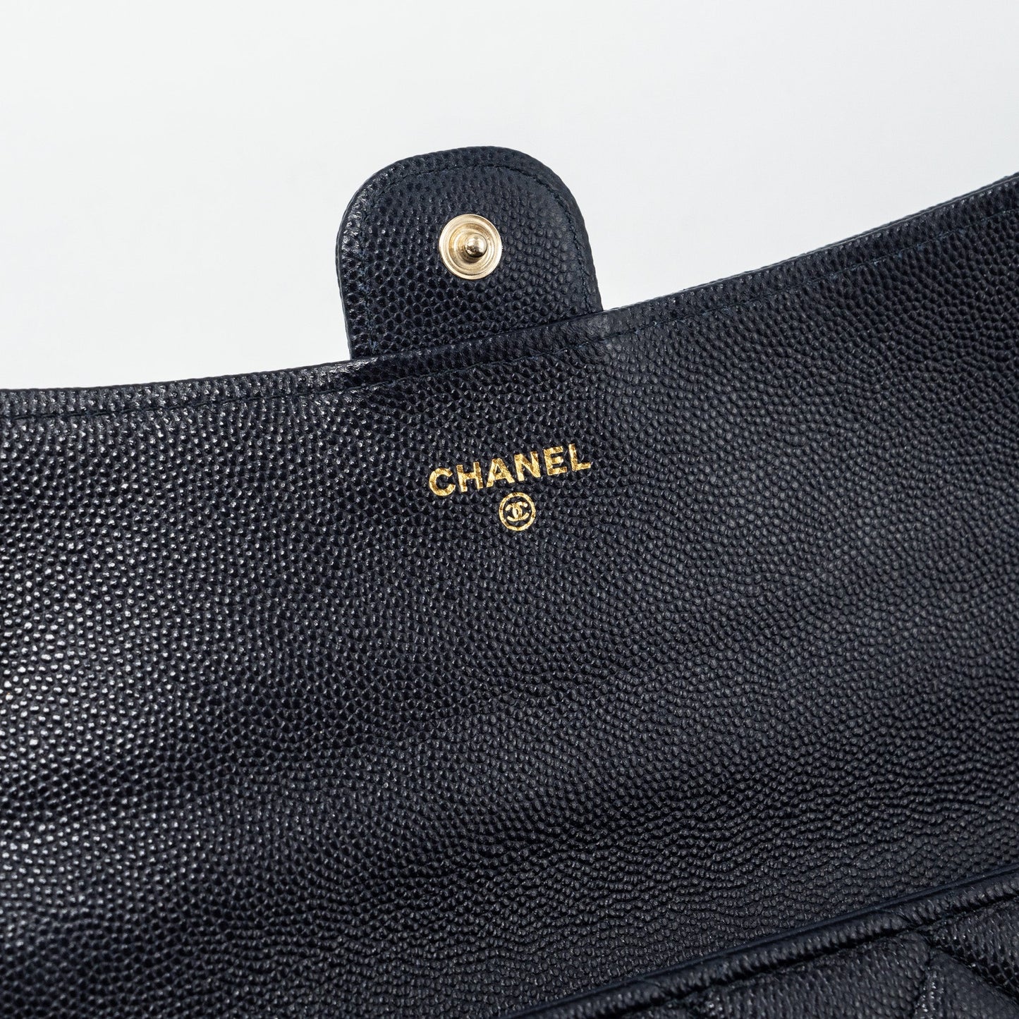 Chanel Classic Long Flap Wallet Caviar Navy L