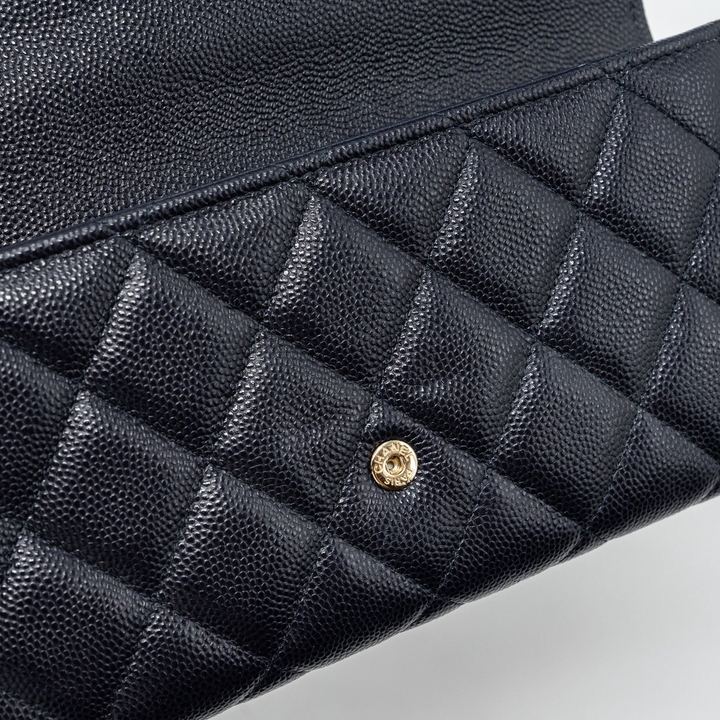 Chanel Classic Long Flap Wallet Caviar Navy L