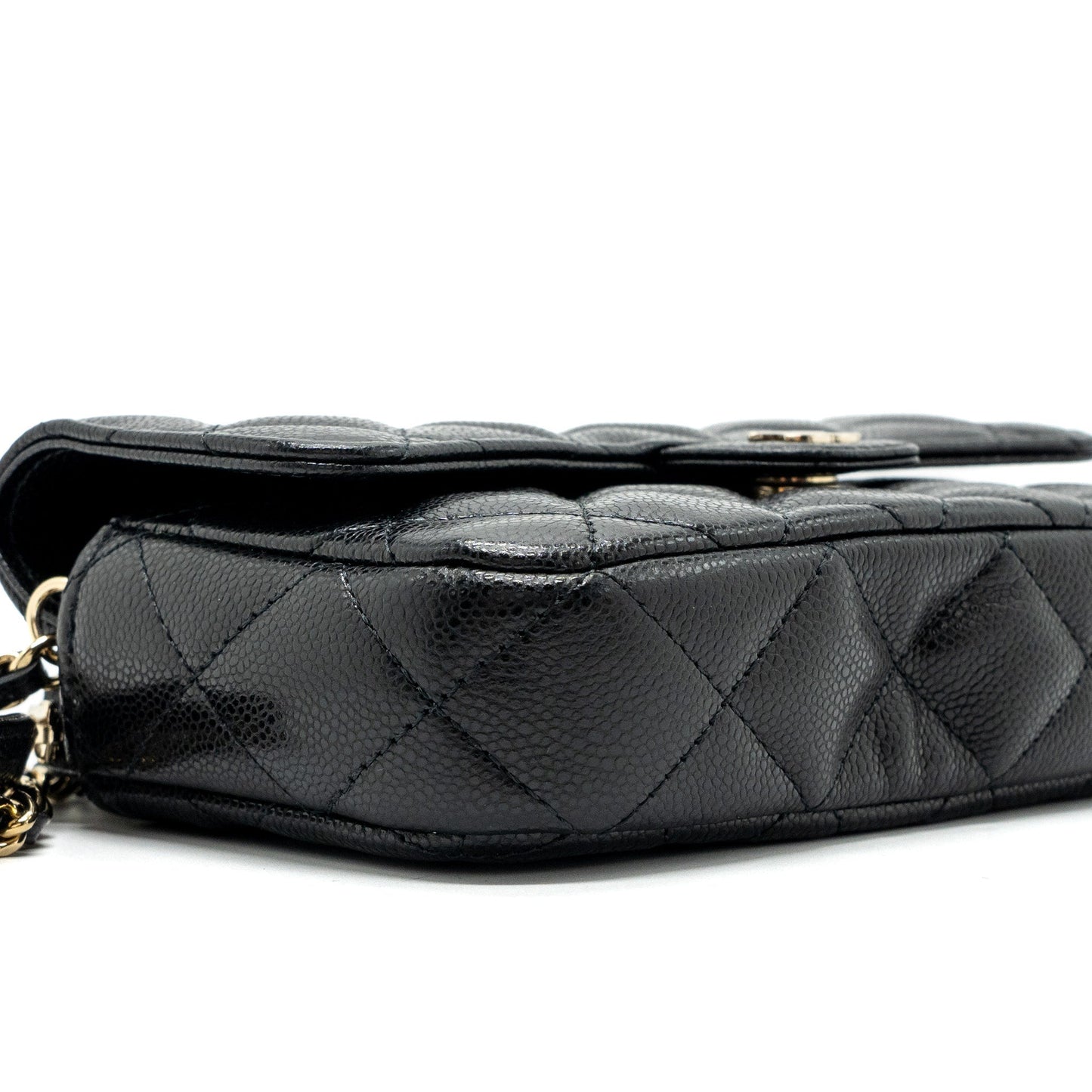 Chanel Double Pocket Wallet On Chain Caviar Black L(Microchip)