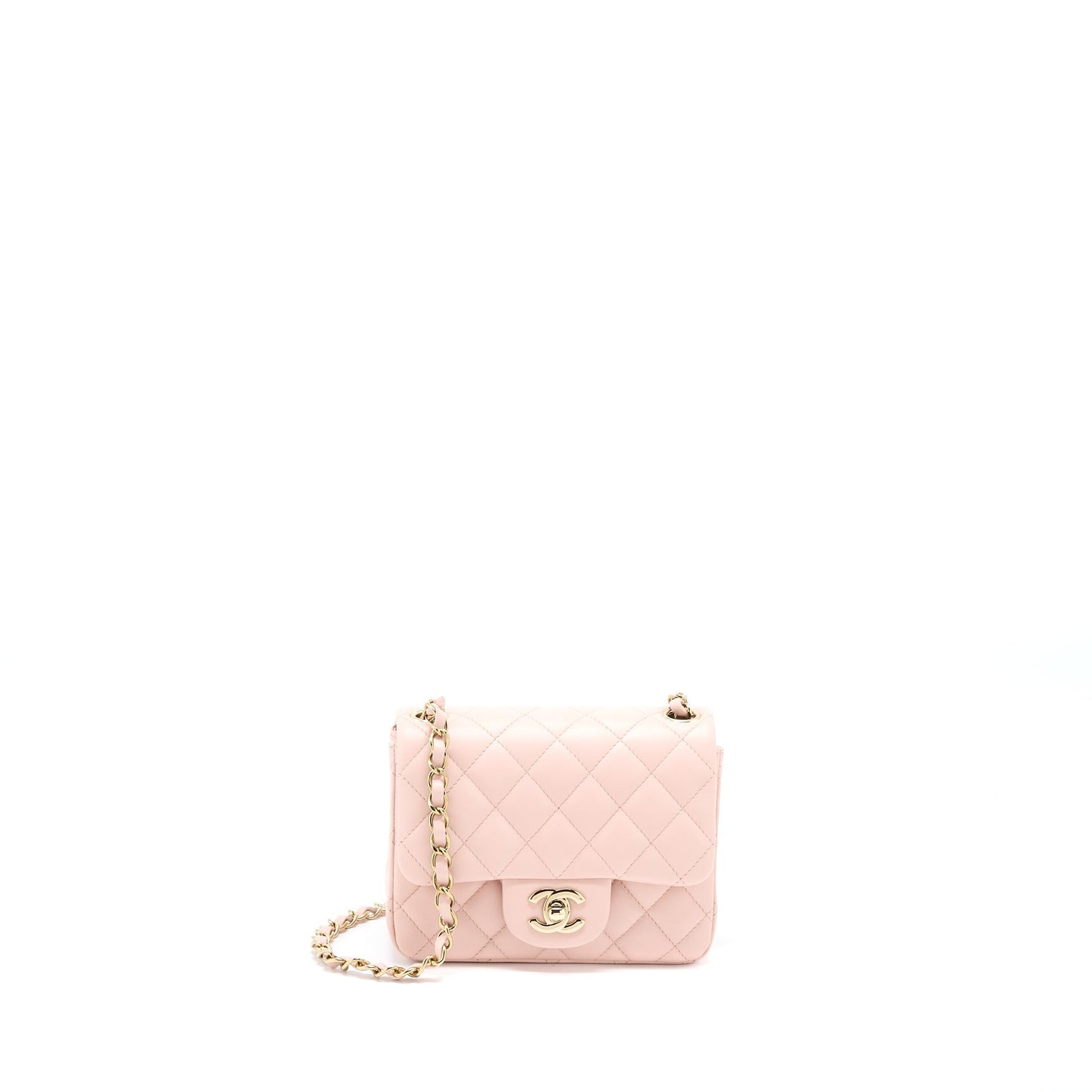 Chanel Mini Square Flap bag Lambskin Light Pink L (Microchip)
