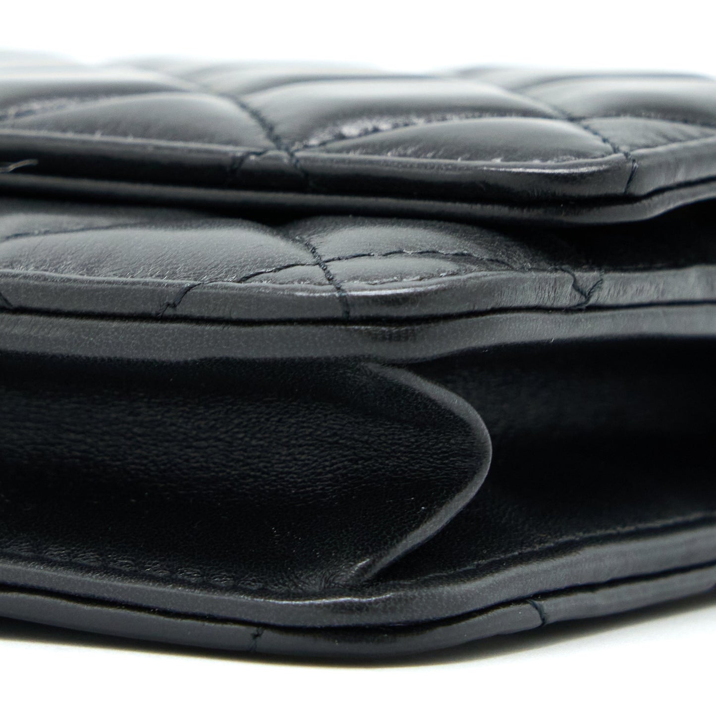 Chanel 22K Gold Pillar Wallet On Chain Lambskin Black Brushed (Microchip)