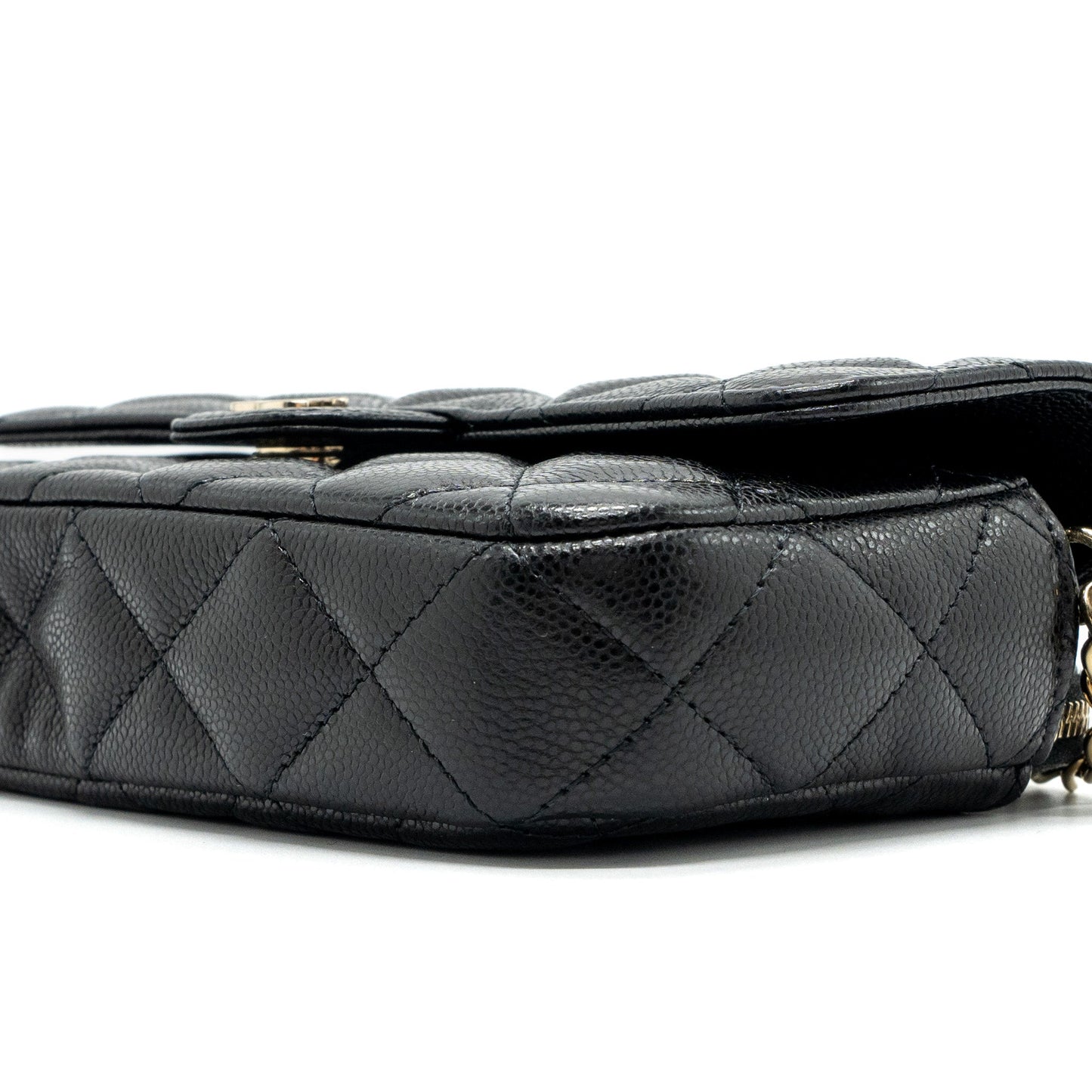 Chanel Double Pocket Wallet On Chain Caviar Black L(Microchip)