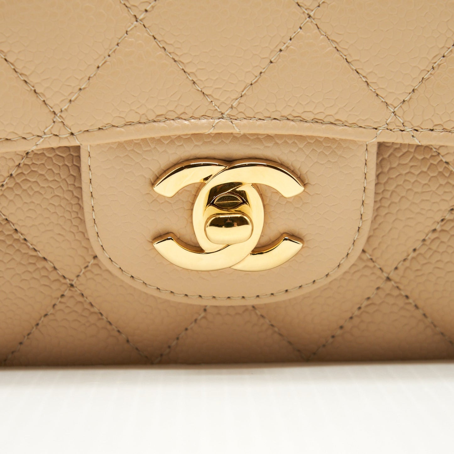 Chanel Medium Classic Double Flap Bag Caviar Beige L