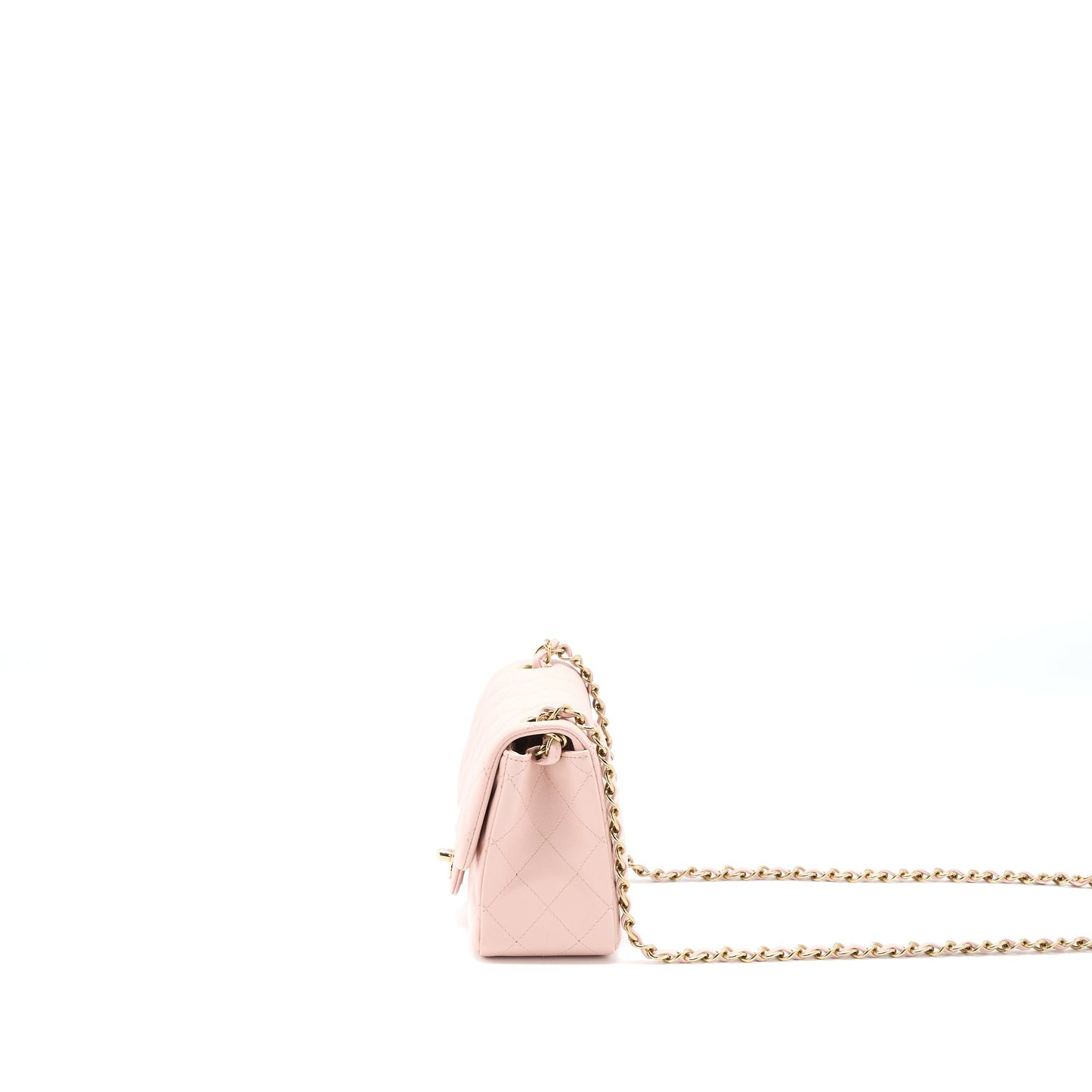 Chanel Mini Square Flap bag Lambskin Light Pink L (Microchip)