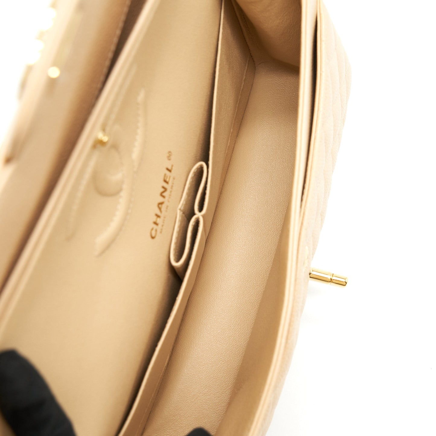 Chanel Medium Classic Double Flap Bag Caviar Beige L