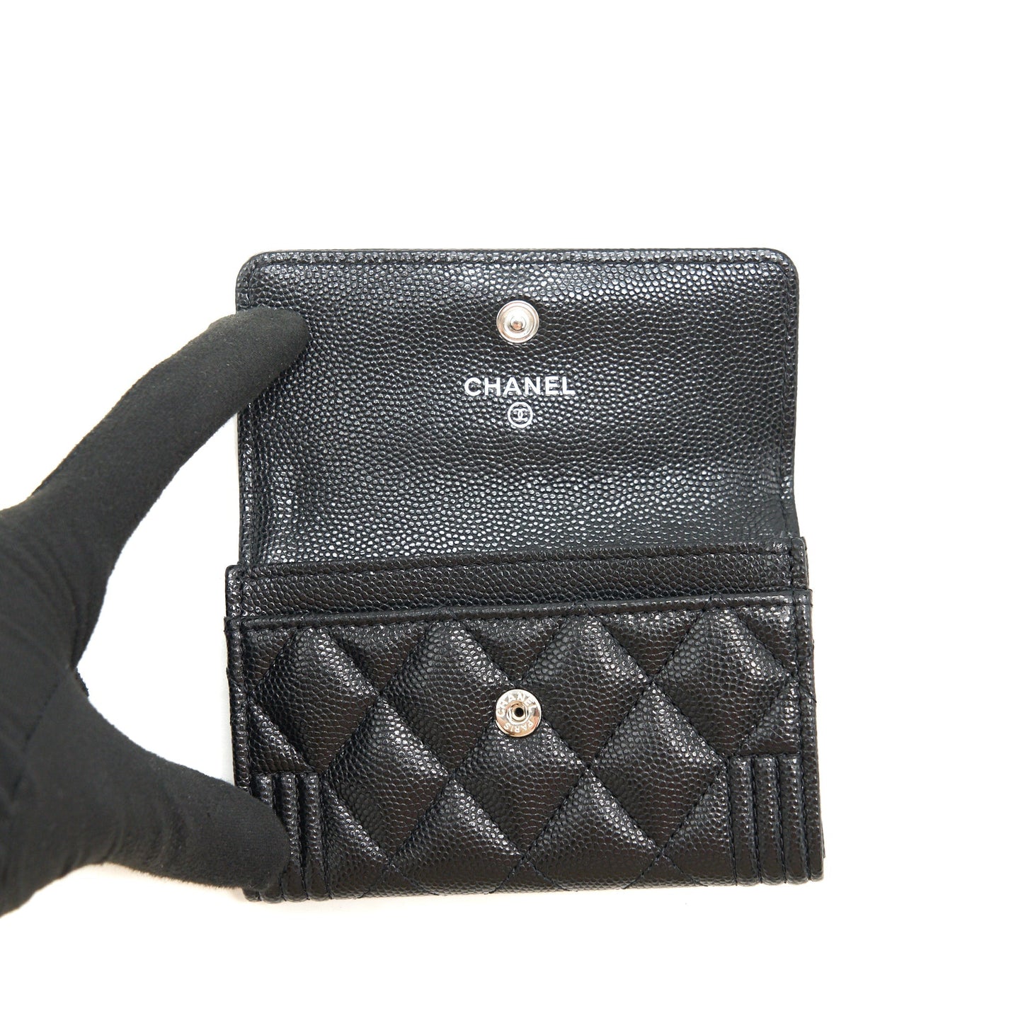 Chanel Boy Cardholder Caviar Black Ruthenium