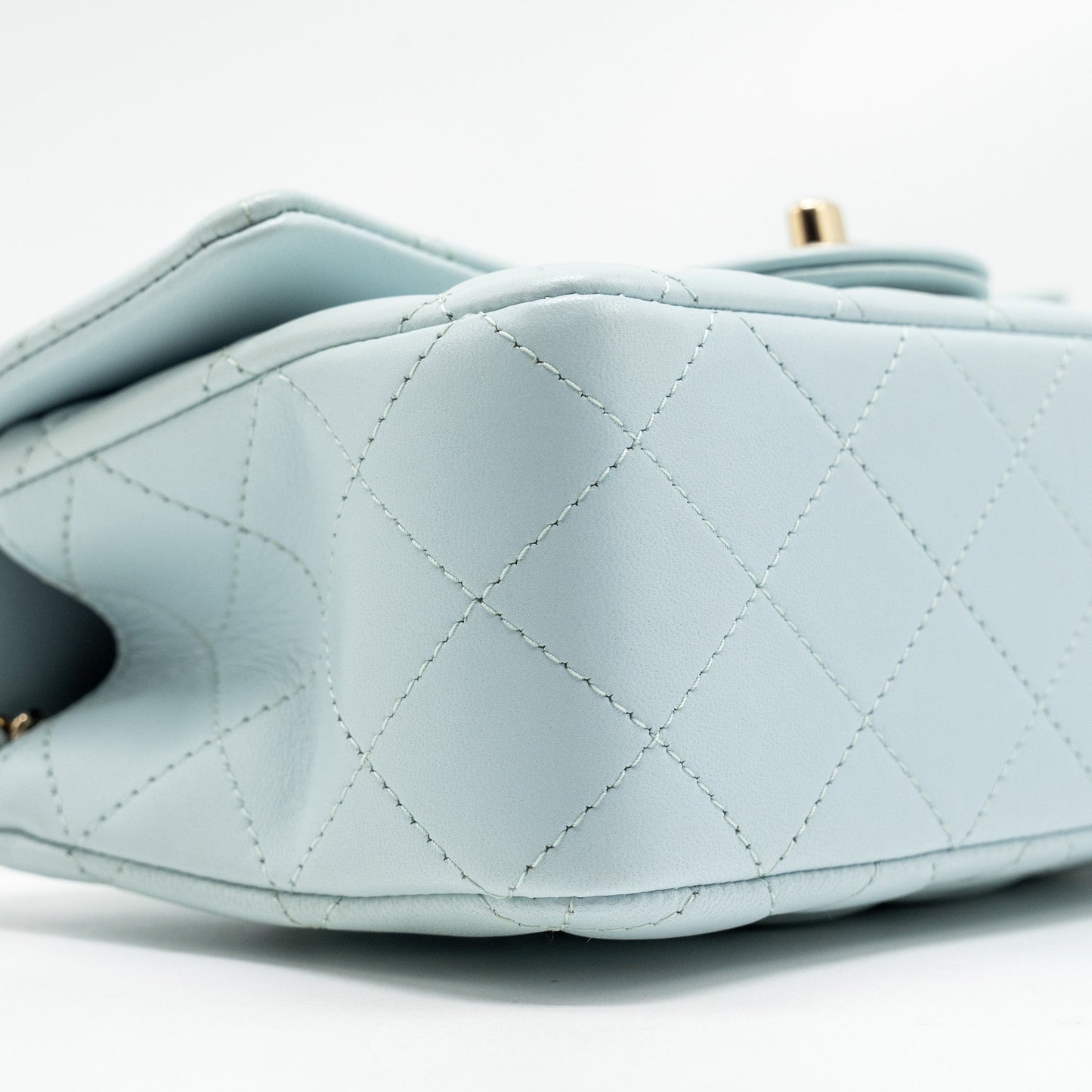 Chanel Top Handle Mini Rectangular Flap Bag Lambskin Light Blue L (microchip)