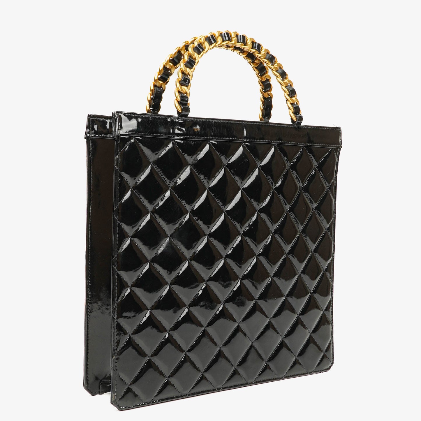 Chanel Black Patent Leather Tote Bag